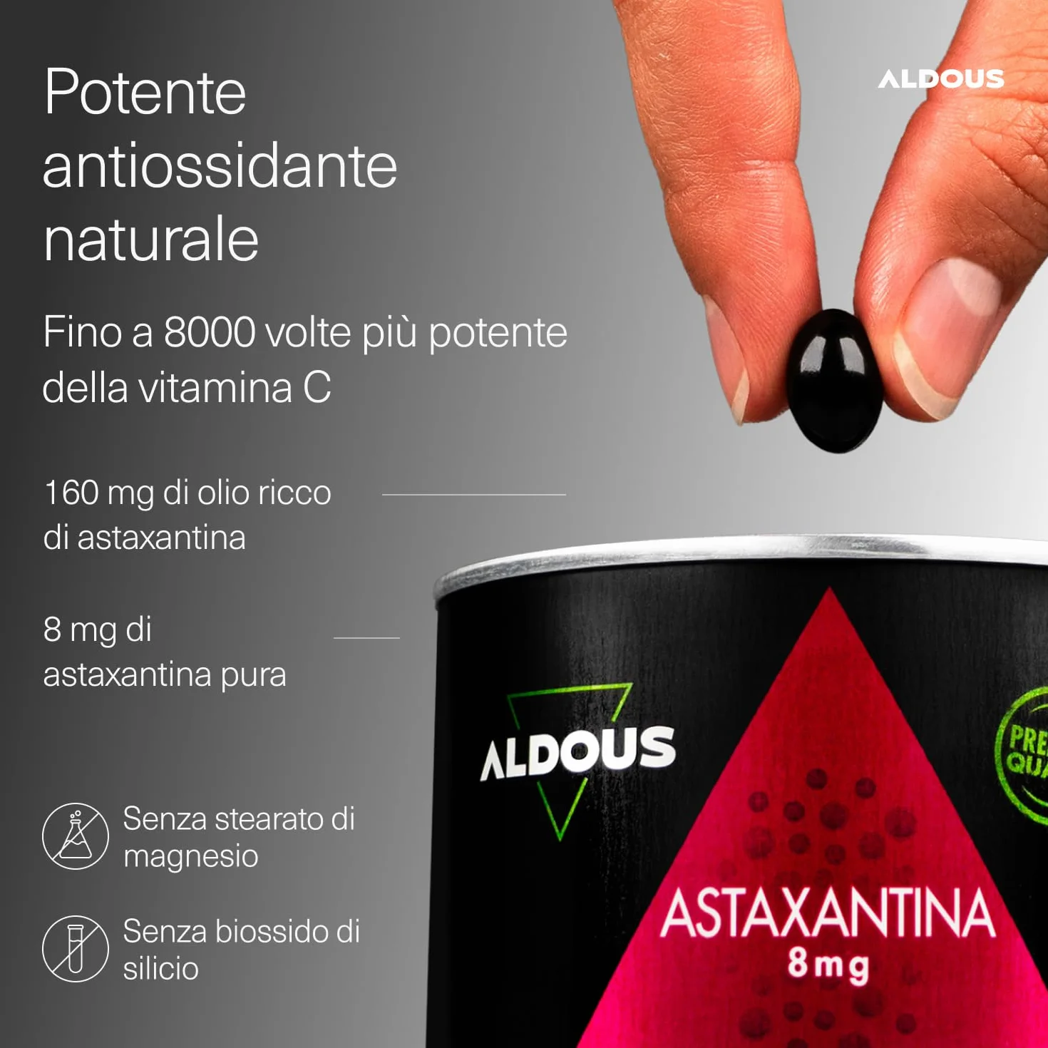 Astaxantina 120 Capsule Morbide 160mg Olio di Astaxantina Naturale Antiossidanti Integratori
