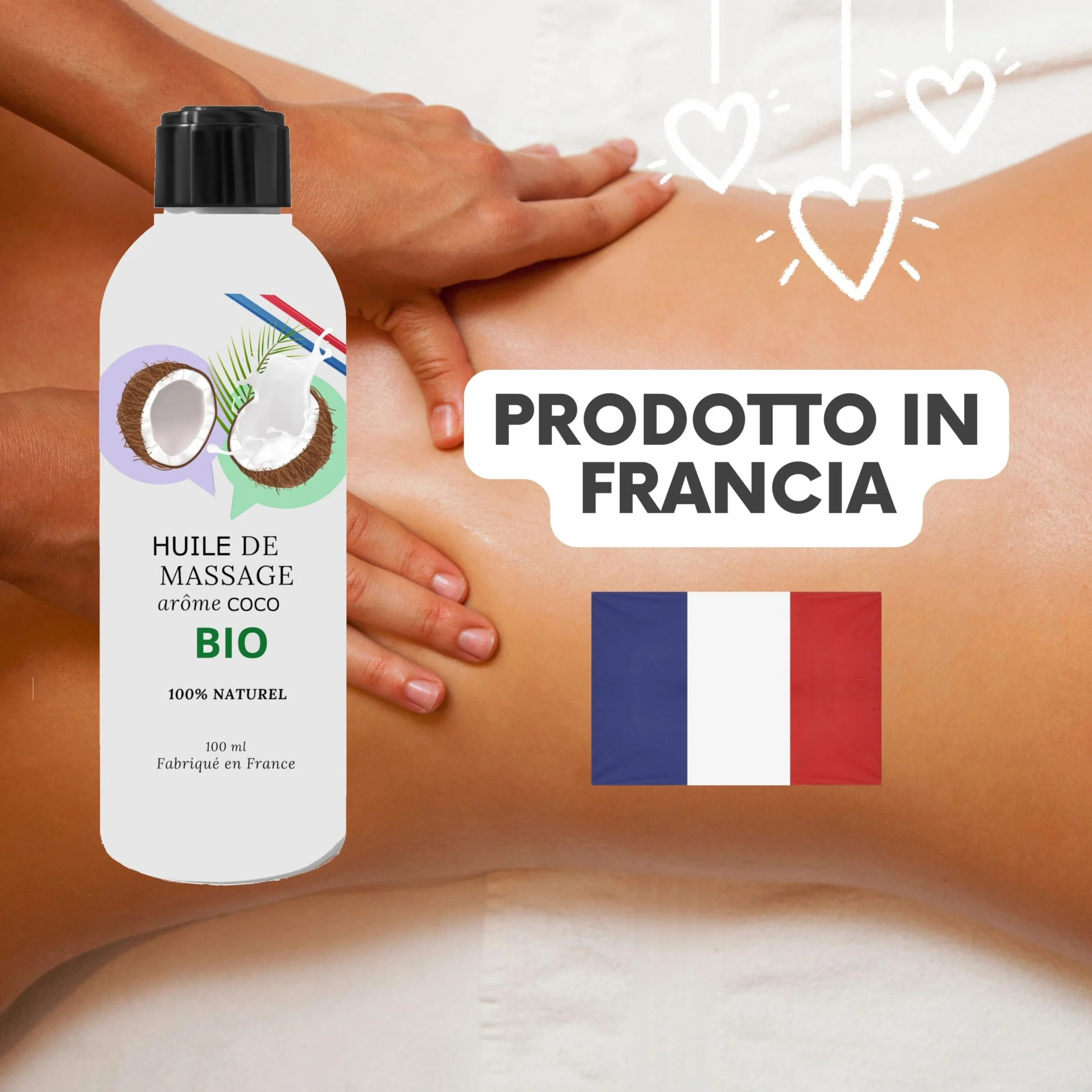 Olio lubrificante intimo al cocco biologico 100% naturale per massaggi