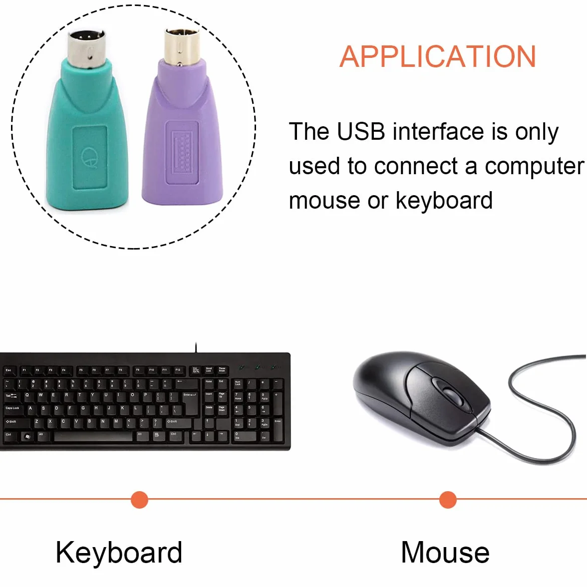 Adattatore da PS/2 a USB A Maschio a Femmina Adattatore per tastiera PS2 Jack a USB A Plug per mouse e tastiera, 4 pezzi