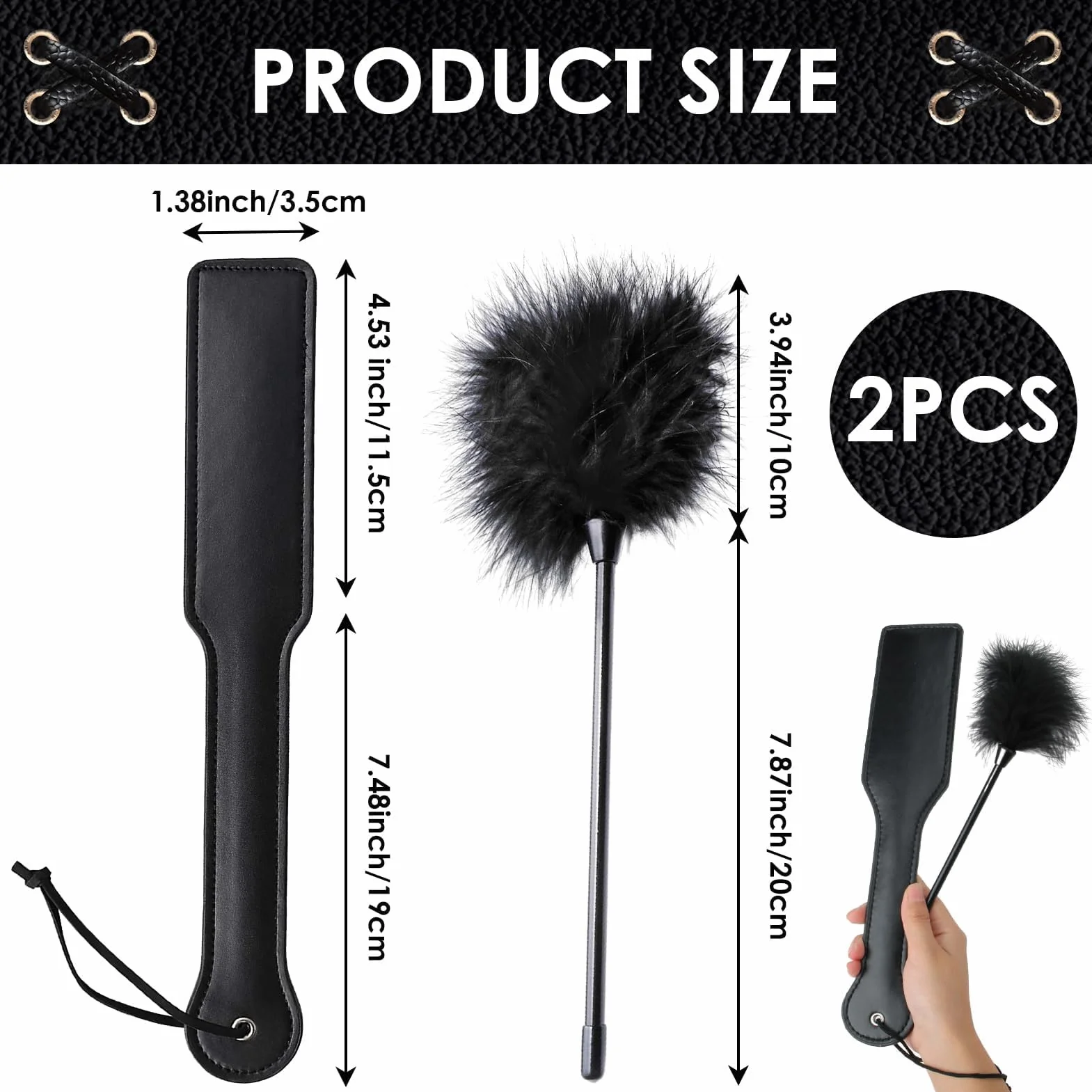 BDSM Set per Coppie - Tickler con Frusta e Piume, Kit Bondage Accessori in Finta Pelle PU