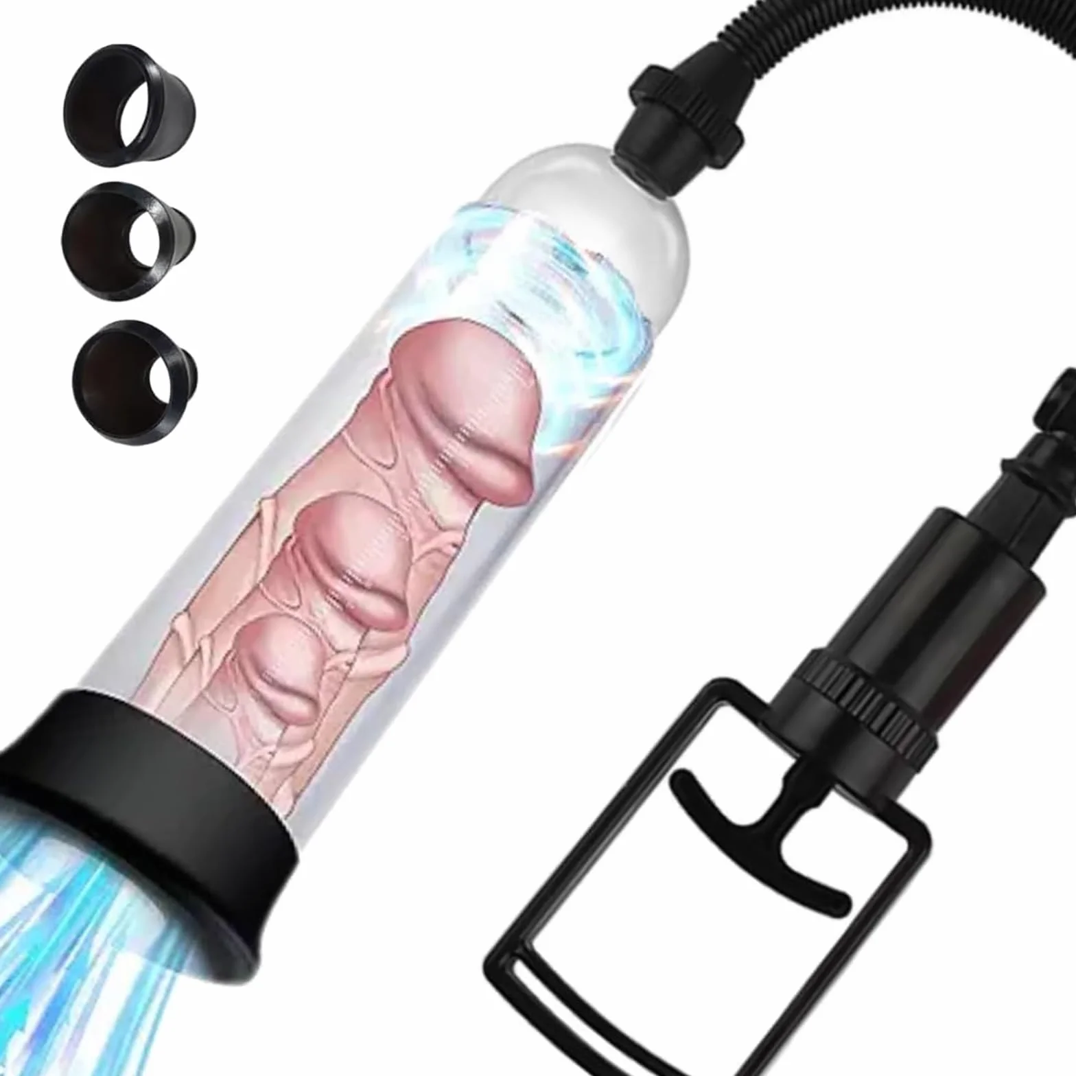 Pompa per il pene manuale per uomini con 3 maniche Giocattoli del sesso a vuoto Cock Trainer