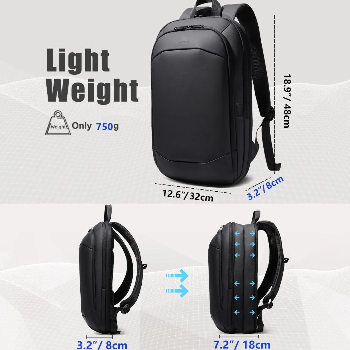 Zaino Porta PC Uomo Donna, Leggero Sottile ed Espandibile Grand per Laptop Impermeabile per Computer Portatile 17 Pollici per Uffico Università Scuola Viaggio Business (27L Nero)