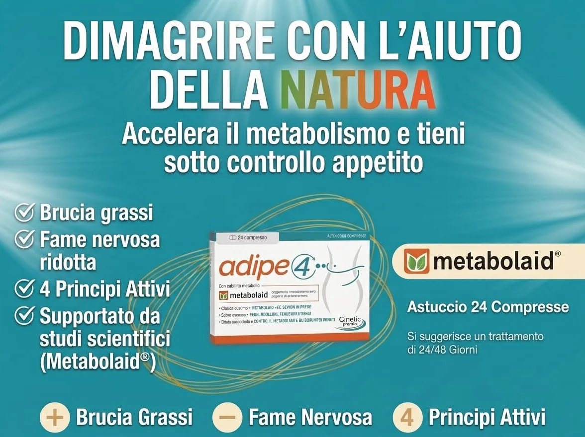 Adipe4 Integratore Dimagrante con Metabolaid, Griffonia, Galega e Cromo - 24 Compresse