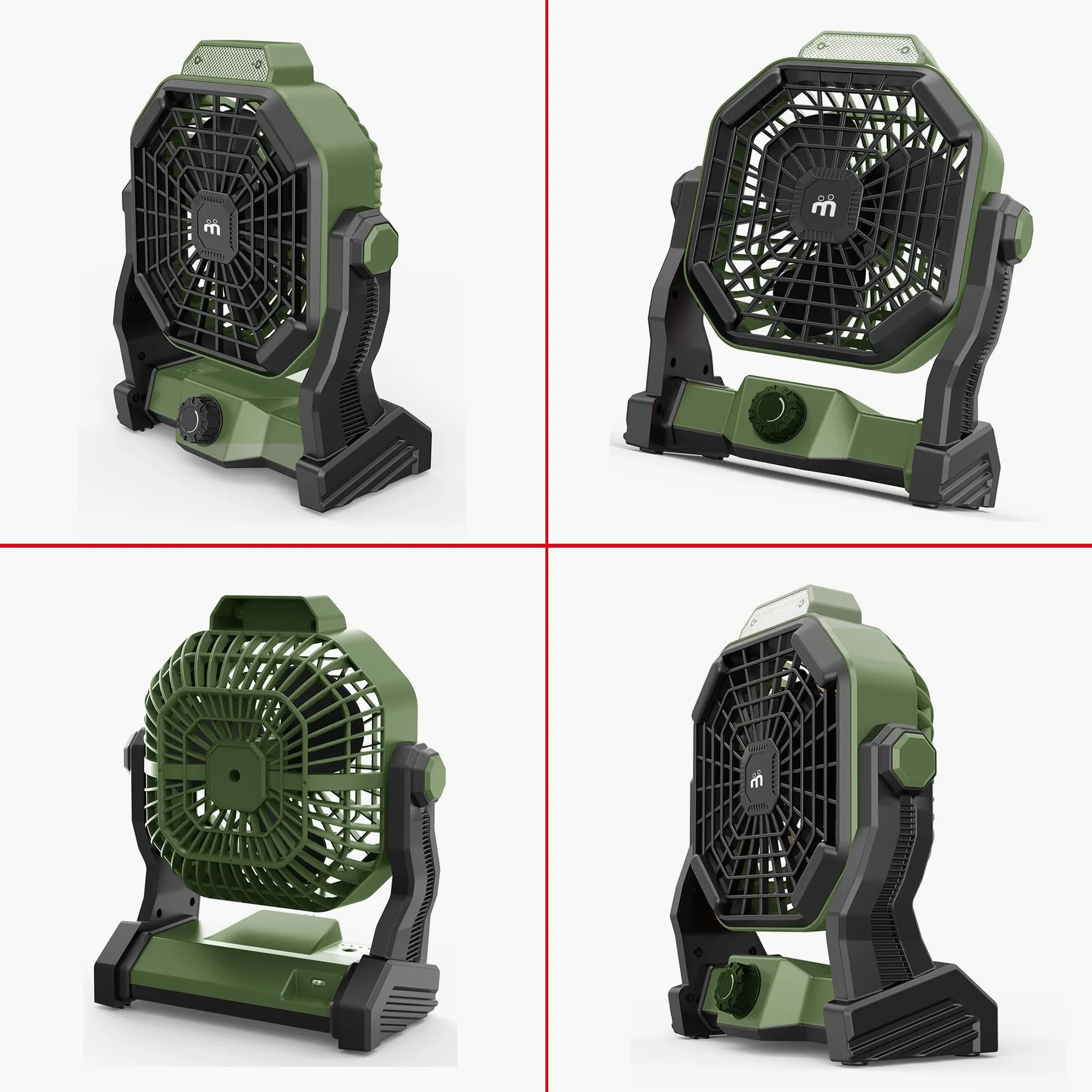 Melchioni Family | Ventilatore Portatile da Campeggio Ricaricabile con Luce, Batteria Incorporata da 5200 mah Ricaricabile tramite Cavo USB