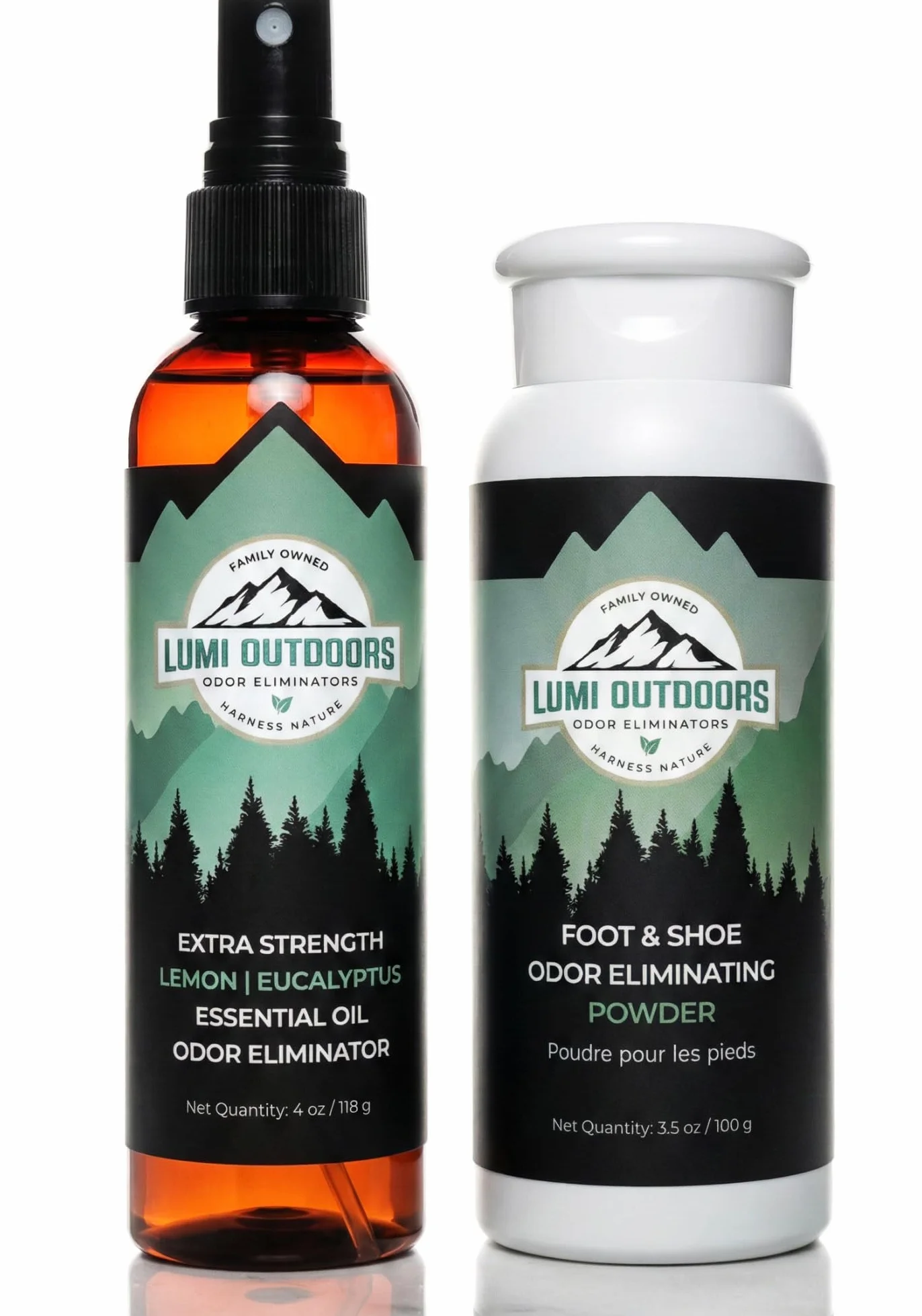 Lumi Outdoors Deodorante spray naturale per scarpe e polvere per piedi limone eucalipto