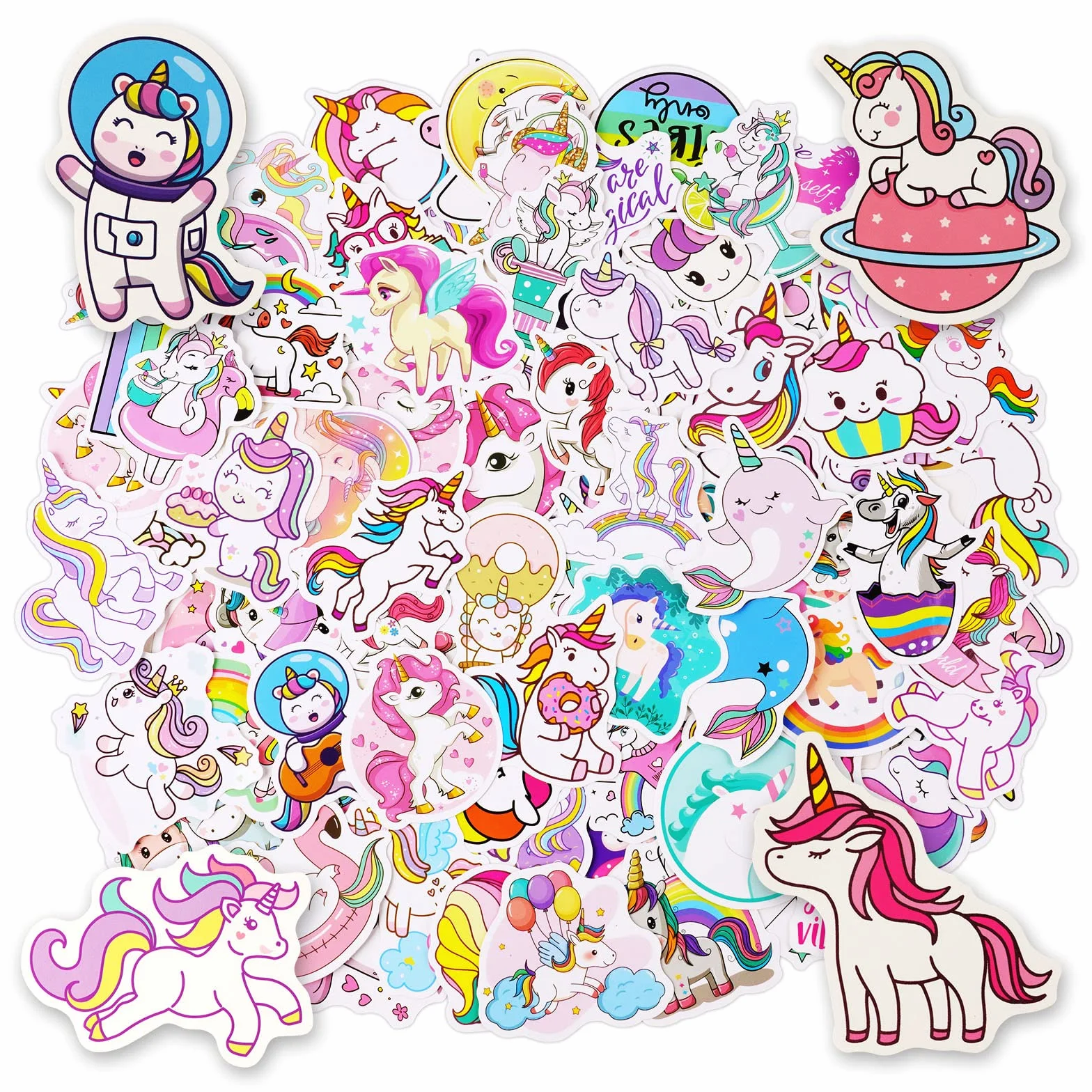 Adesivi per Bambini Unicorno in Vinile Impermeabili Set Personalizzati per Auto Laptop Skateboard Chitarra Cellulare Regalo