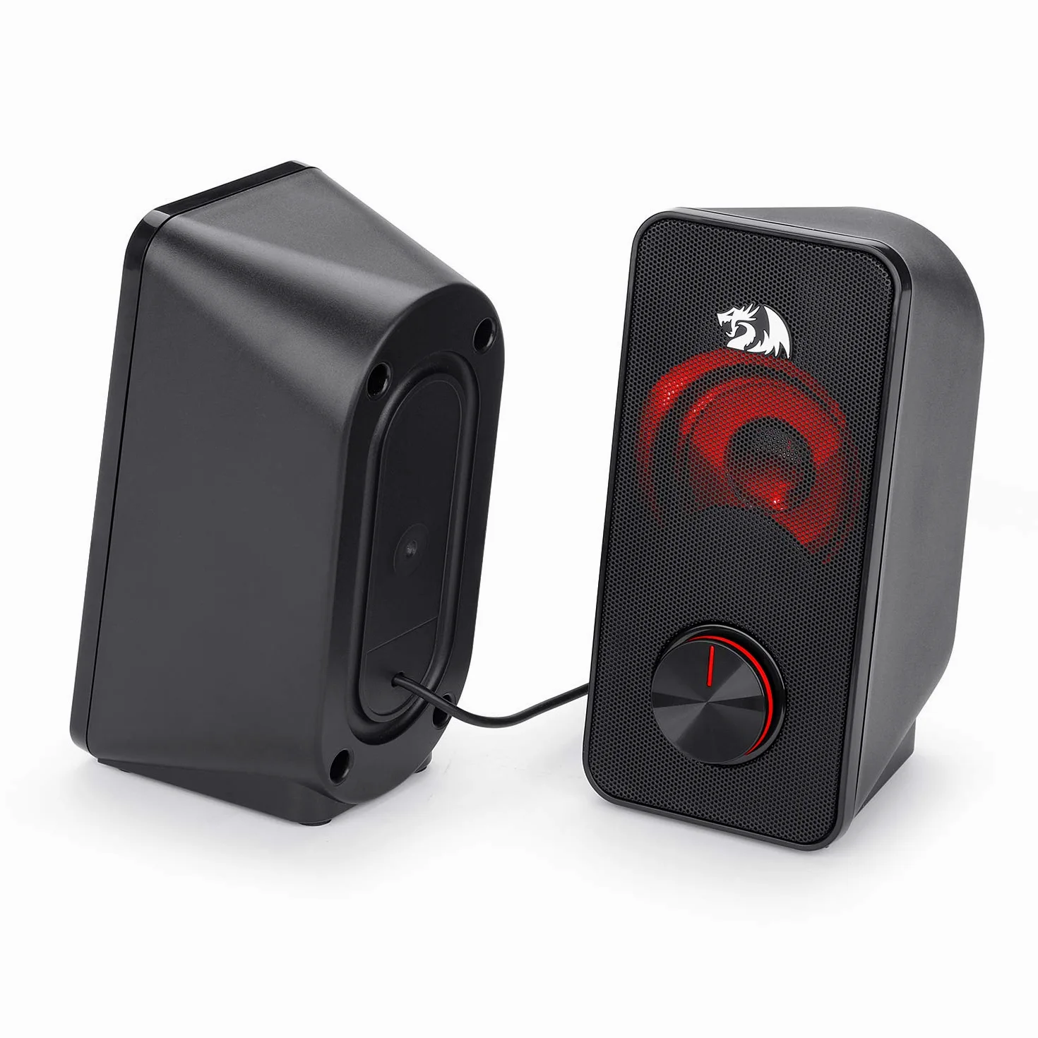 Redragon Altoparlante stereo 2.0 Stentor (GS500) 2x5W per computer con retroilluminazione rossa, alimentato da USB & Jack 3,5 mm