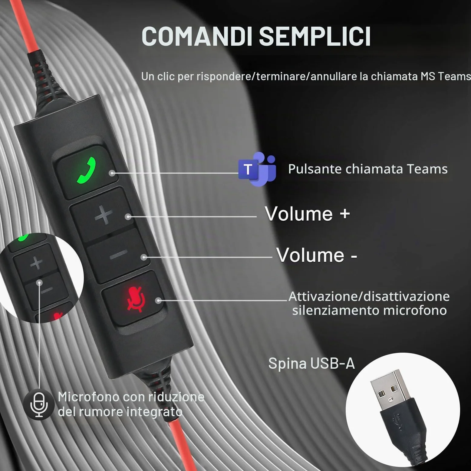 Callez Cuffie USB con Microfono Doppio ENC Cancellazione del Rumore per PC | Cuffie PC Stereo Auricolari Computer con Pulsante Teams per Teams Zoom Lavoro Ufficio Videoconferenze Call Center Business
