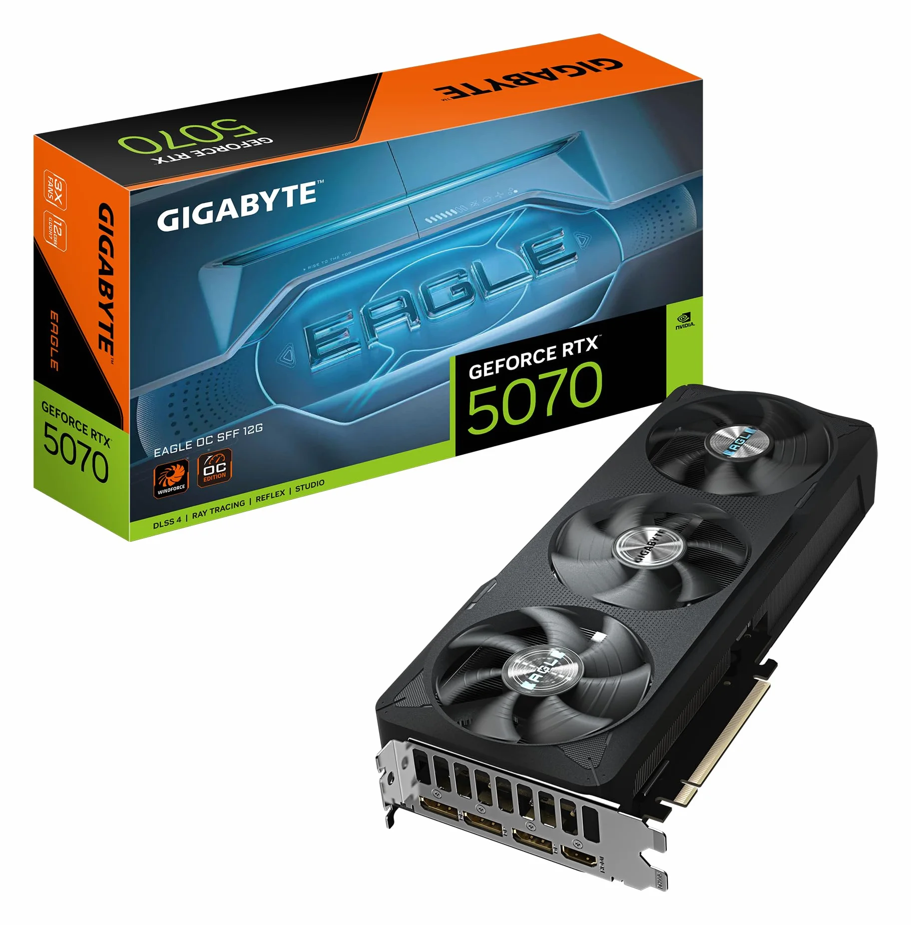 Gigabyte GeForce RTX 5070 EAGLE OC SFF 12G Scheda Grafica - 12GB GDDR7, 192 bit, PCI-E 5.0, 2587 MHz Core Clock, 3 x DP 2.1b, 1 x HDMI 2.1b, NVIDIA DLSS 4, GV-N5070EAGLE OC-12GD