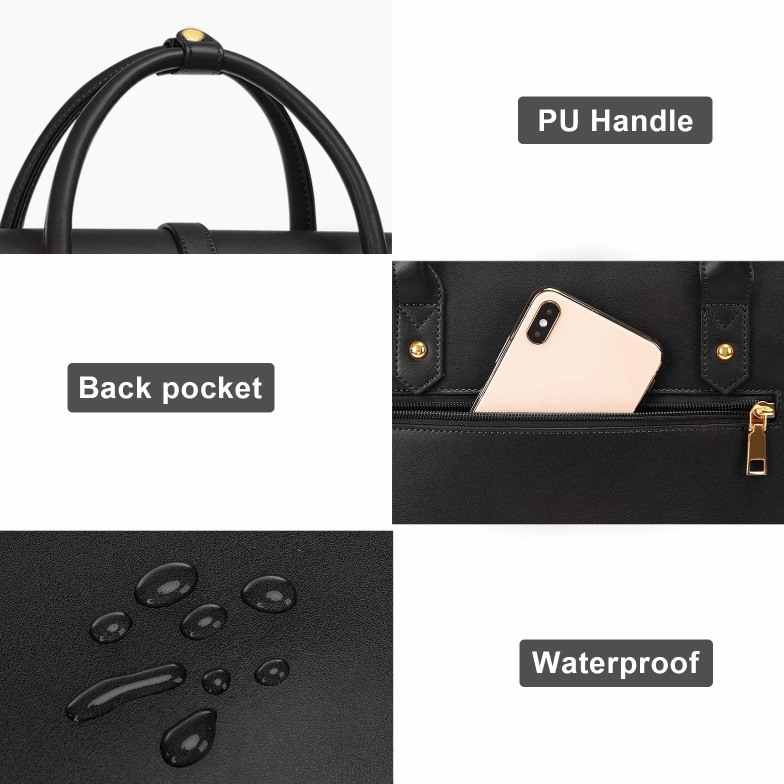 MOSISO Borsa Porta PC Donna,15-15,6 Pollici Laptop in Pelle PU Borsa a Tracolla Convertibile,16 Pollici Borse Messenger Casual Lavoro Viaggio Computer Custodia con Nodo a Fiocco,Nero