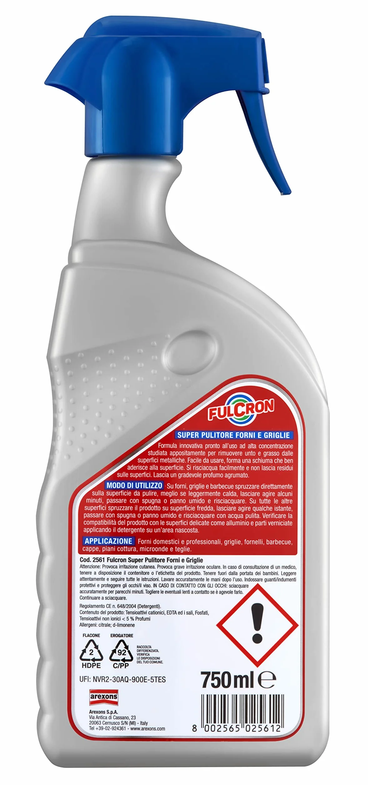 FULCRON 2561 Super Pulitore Forni e Griglie, Detergente Concentrato, 750 ml