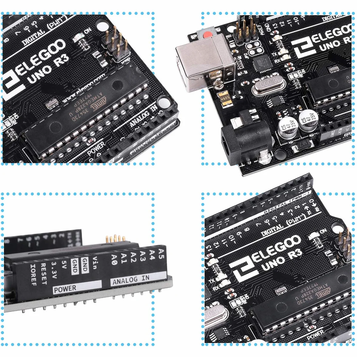 ELEGOO Uno R3 Board Scheda con Cavo USB Compatibile con progetti Arduino IDE Conforme alla direttiva RoHS