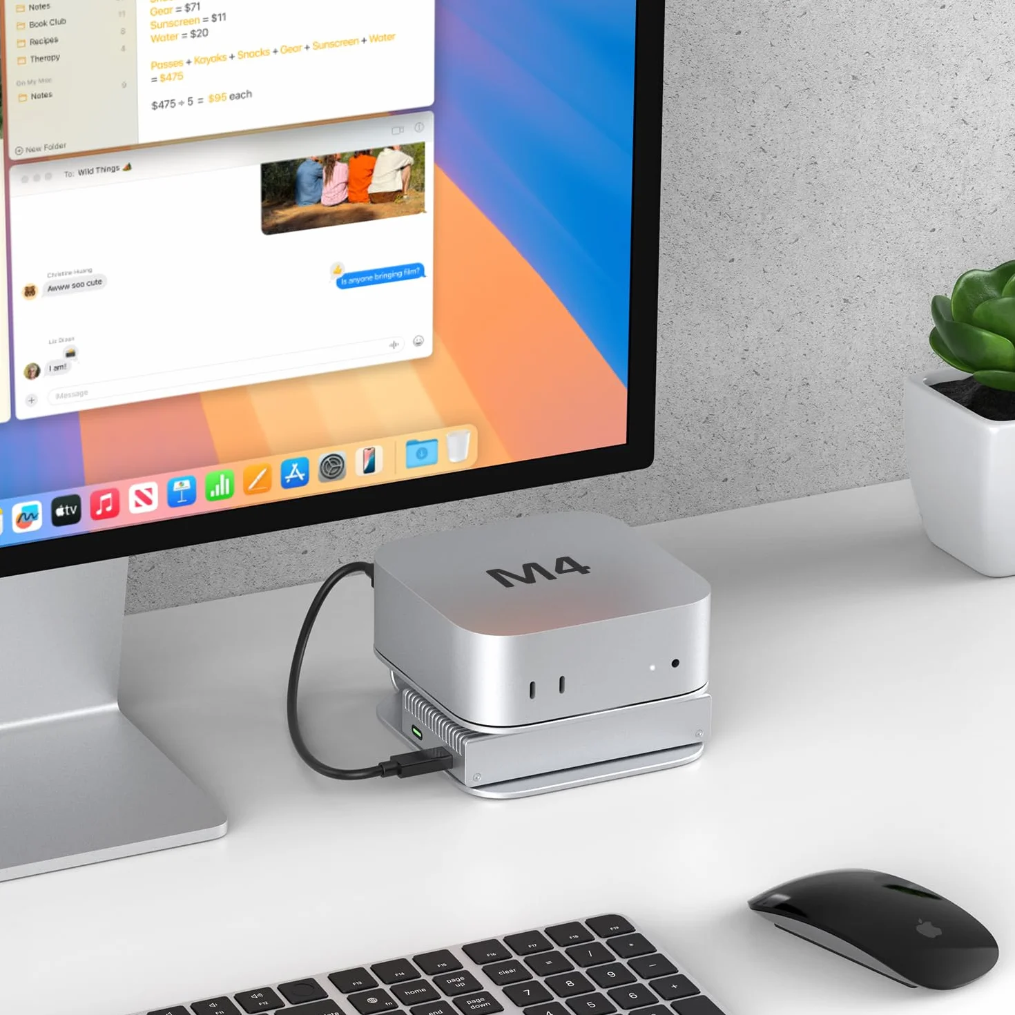 AKKYAJAURE Supporto per Mac Mini M4, supporto da tavolo in alluminio per Mac mini M4 e M4 Pro, raffreddamento migliorato, facile accesso al pulsante di accensione e organizzazione della scrivania