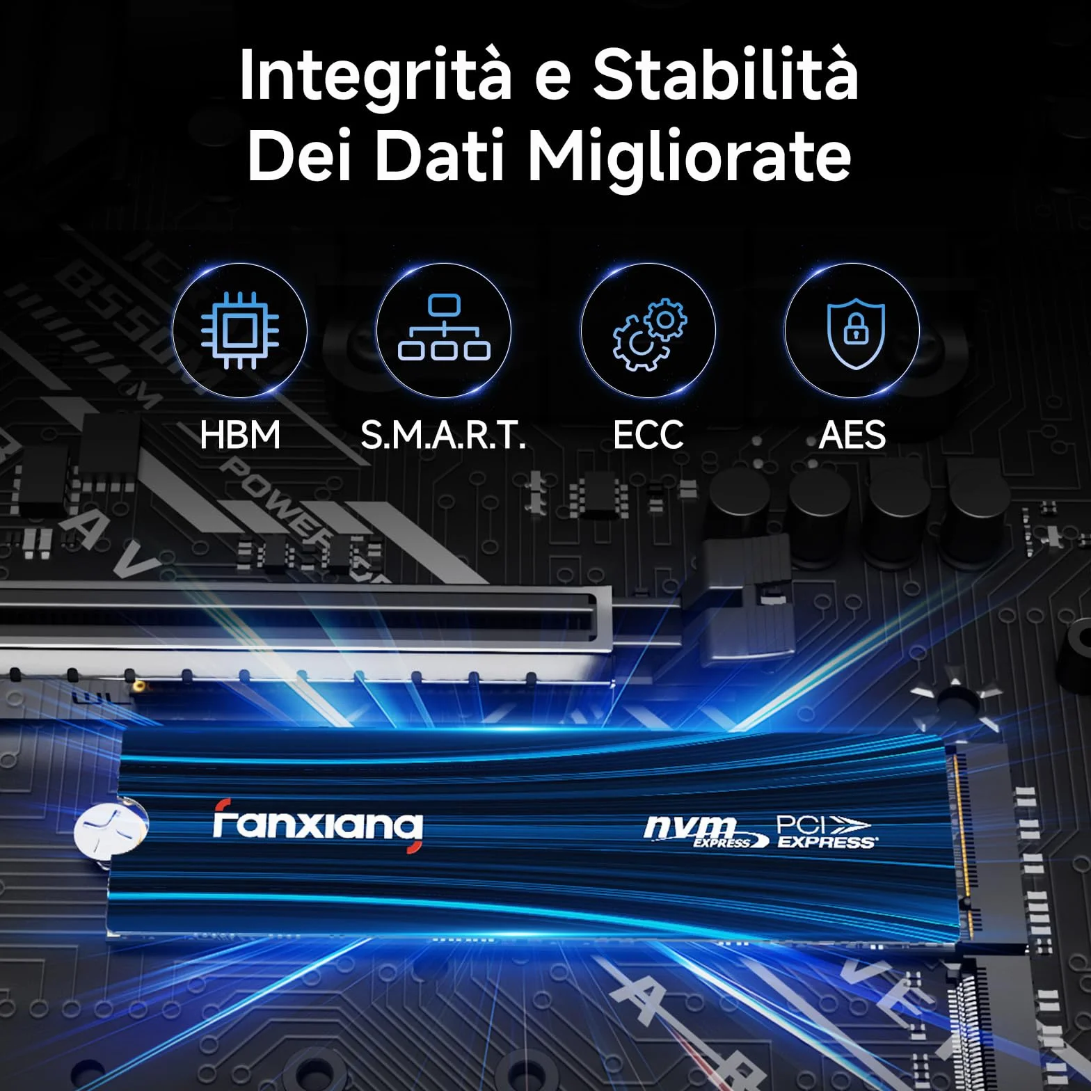 fanxiang SSD 1TB NVMe M.2 PCIe Gen4x4 - fino a 7100 MB/s - SSD Interno 1TB - Unità a Stato Solido Compatibile con PC, Laptop per Gamer e Professionisti - S880E
