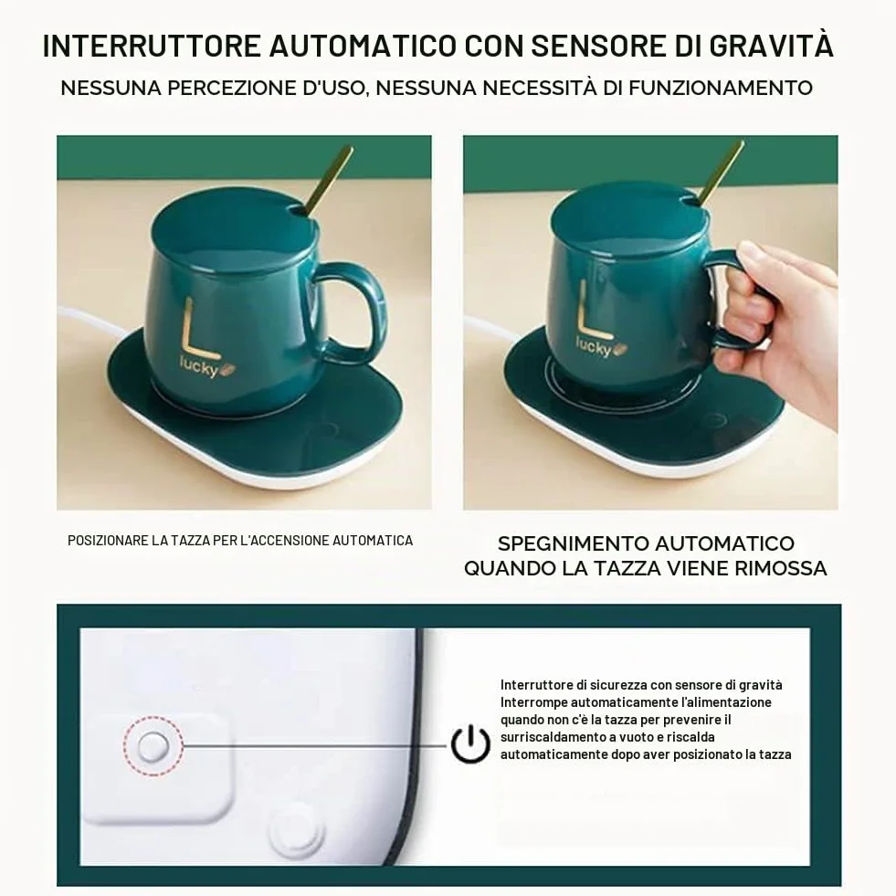 Scalda Tazza da Caffè Elettrico,55℃i Tazza di Controllo della Temperatura Intelligente per caffè Cacao e Bevande Calde, per casa e Ufficio scaldatazze elettrico (Verde)