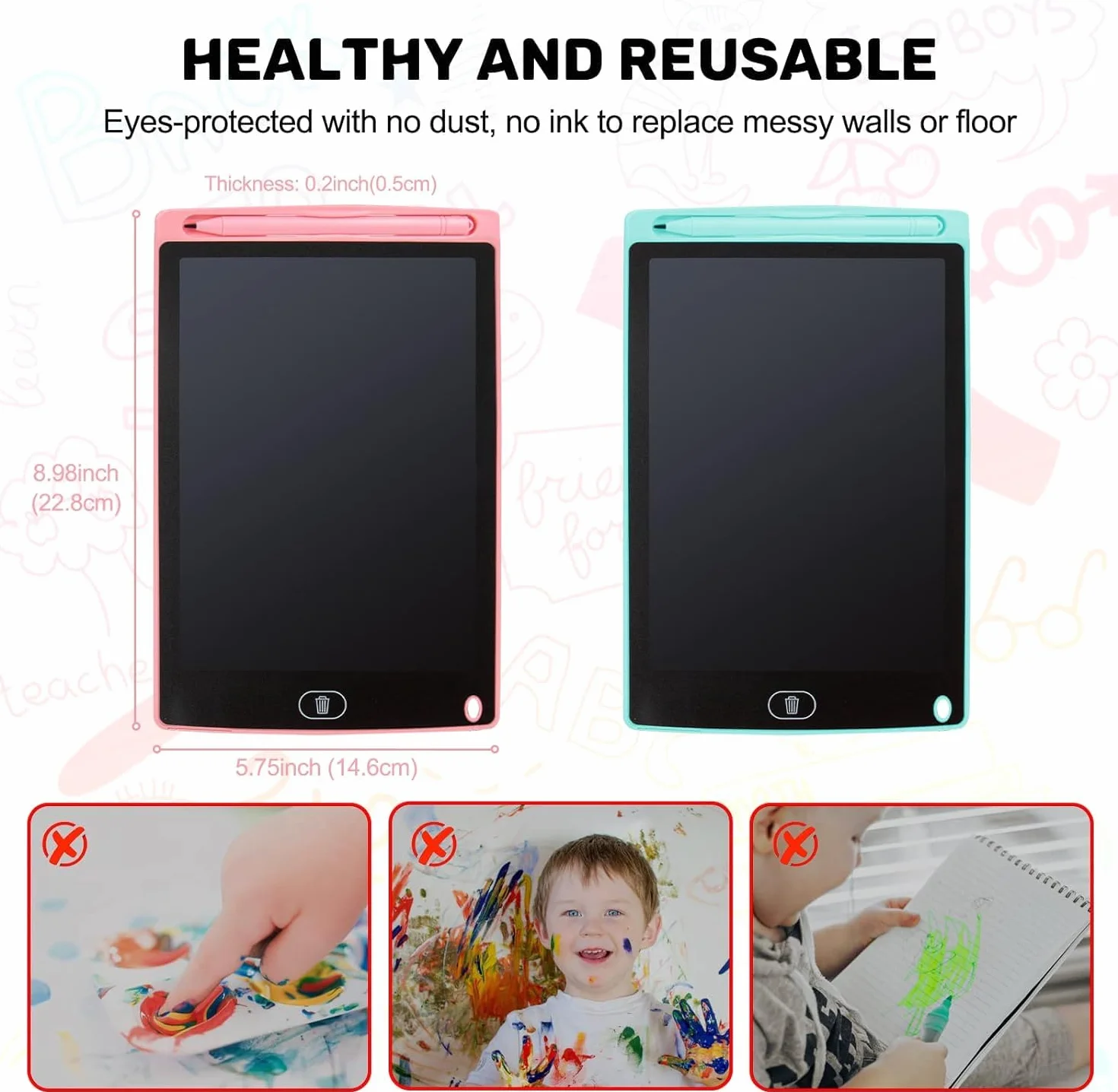 Tavoletta Grafica LCD Bambini 8,5 Pollici Display Colorato Lavagna Cancellabile Portatile Regalo Educativo