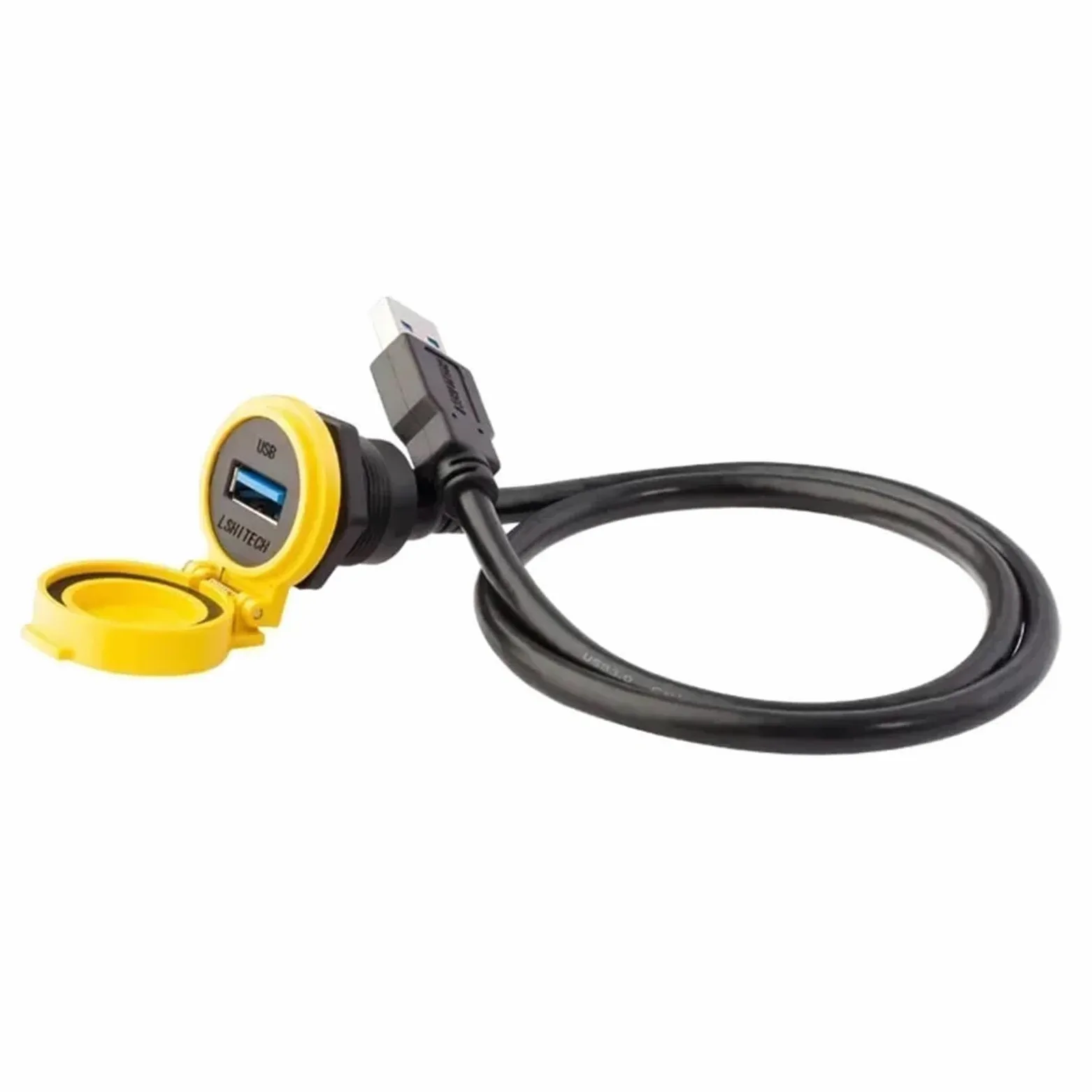Cavo di prolunga impermeabile femmina-maschio/femmina LU22 USB 3.0 industriale con linguetta automatica 0,3 M 0,5 M(Black Cap,Metal Nut,0.1M cable)