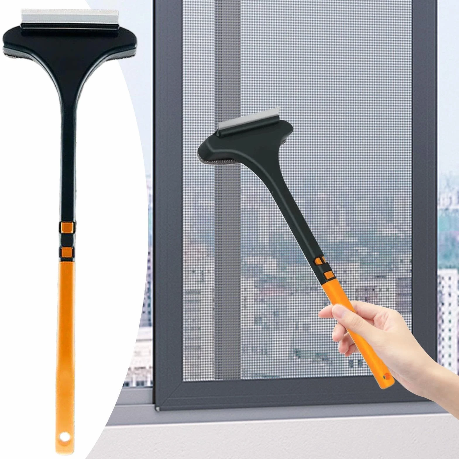 Spazzola Pulizia Zanzariere 2-in-1 Bagnata Asciutta Multifunzionale per Rete Finestre Vetri