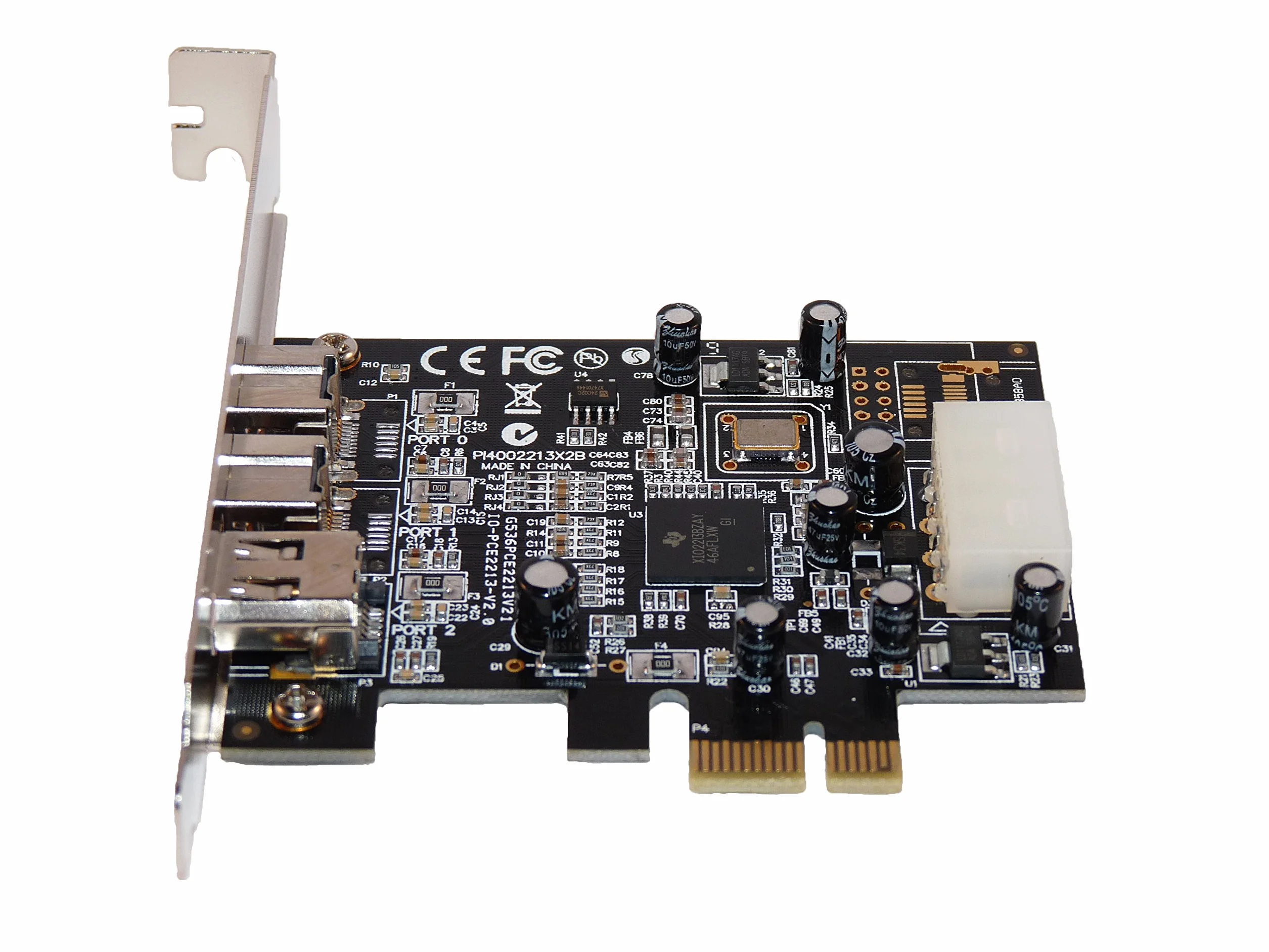Scheda Controller PCI Express1x (PCIe) a 2 porte FIREWIRE 800 IEEE1394B e 1 porta FIREWIRE 400 IEEE1394A. Chipset Texas Instrument. By Computer District