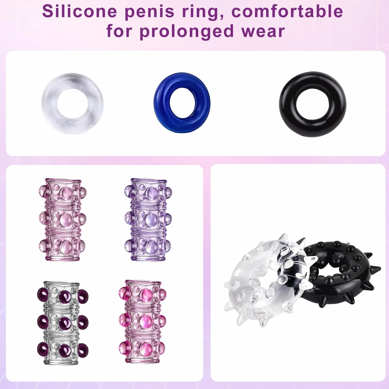 Bondage Set 39 Pezzi, Kit di Contenimento Completo, Giocattoli Sessuali per Coppie, Accessori per Letto, Nero e Viola
