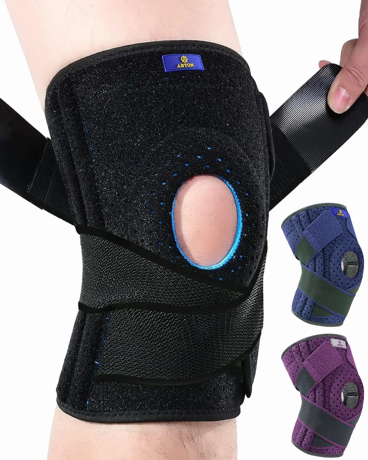 ABYON Ginocchiera Ortopedica Regolabile Tutore Ginocchio Stabilizzatori Laterali Supporto L/XL