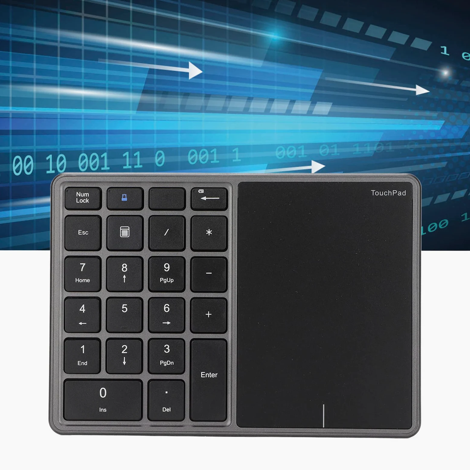 Fockety Tastierino numerico Senza Fili, Tastiera numerica Portatile Ricaricabile 2 in 1 22 Tasti 2.4G con Supporto touchpad Connessione Bluetooth, Tastiera tastierino numerico Esterno(Grigio)