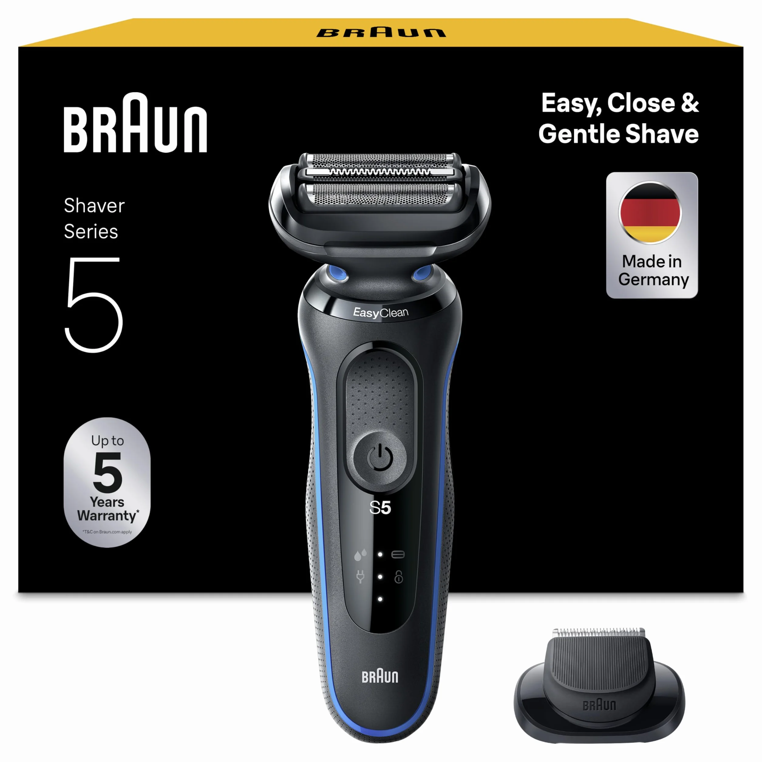 Braun Series 5 Rasoio Elettrico Barba Uomo, Wet&Dry Ricaricabile, 51-B1000s Blu