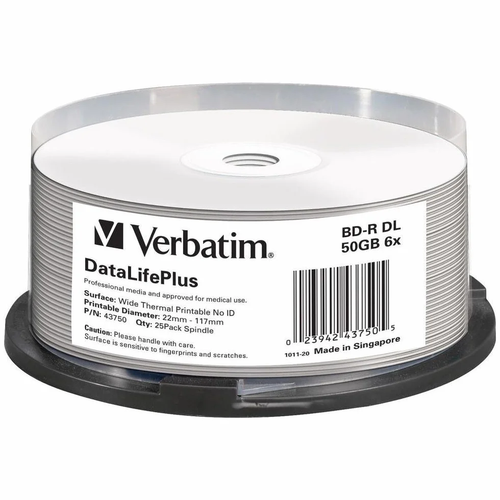 Verbatim BD-R 50GB 6x (25) bianco 43750 breit ampia termo stampabile senza ID