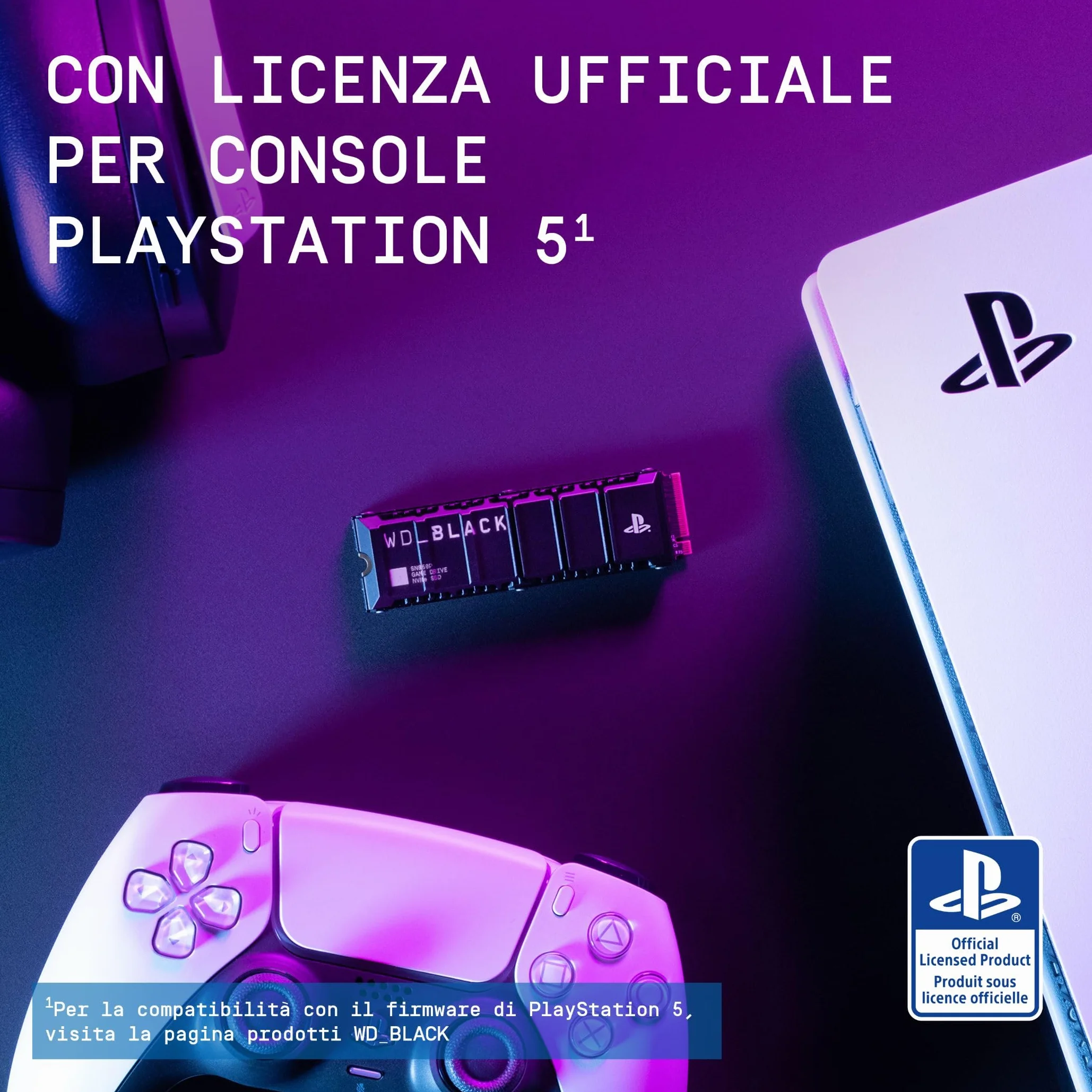 WD_BLACK SN850P 1TB M.2 PCIe NVMe SSD, Ufficialmente Concessa In Licenza per Playstation 5 Consoles, fino a 7300 MB/s
