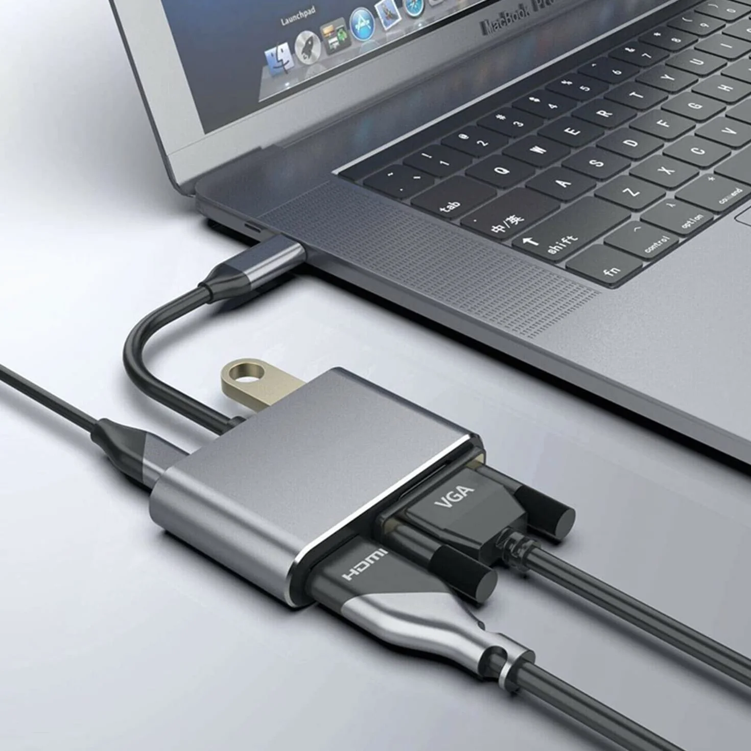 Adattatore multiporta da USB C a HDMI VGA, USB tipo C 4 in 1 Hub a HDMI 4 K, VGA, USB3.0, PD, compatibile con MacBook Pro, MacBook Air, iPad Pro, Pixelbook, XPS ecc