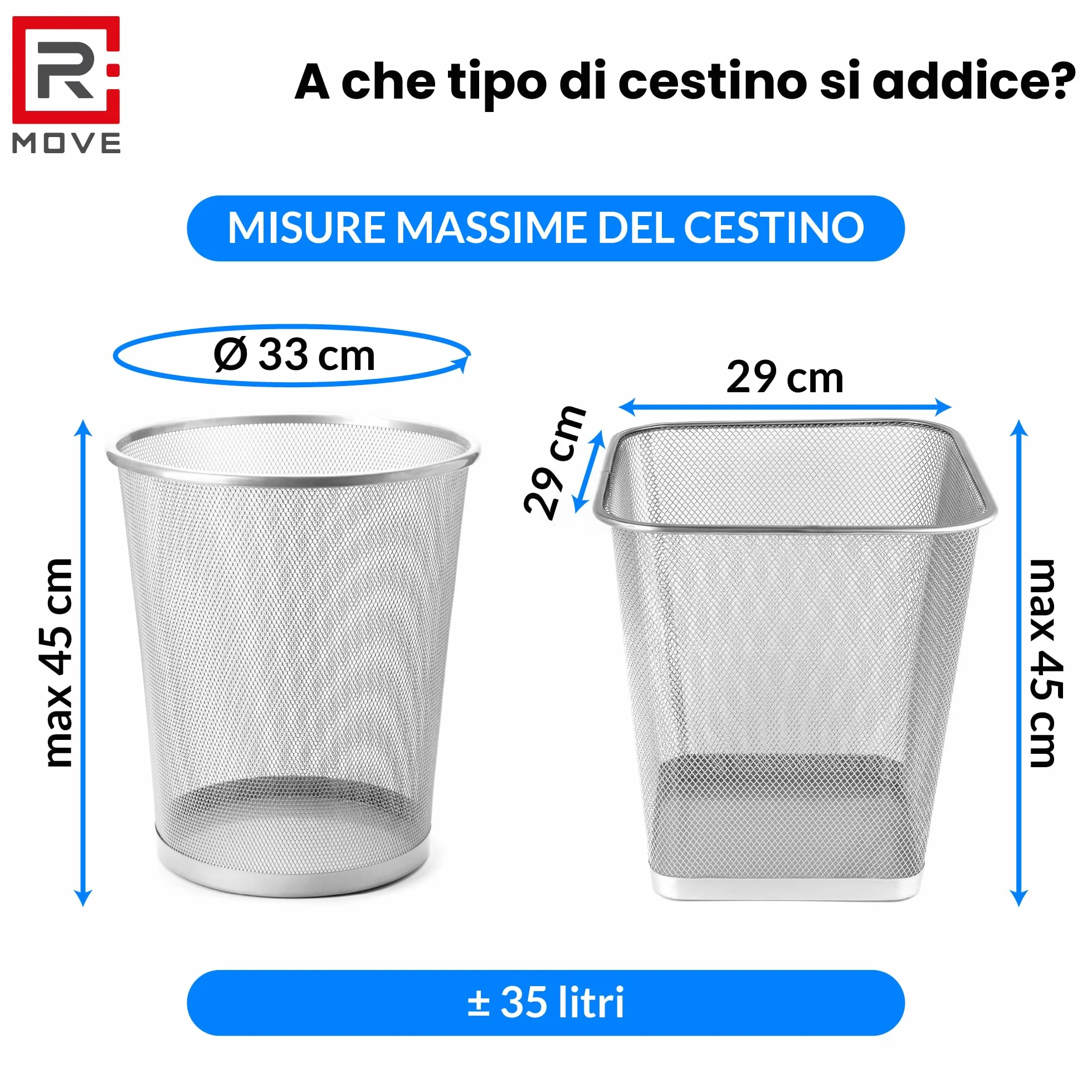 R MOVE 120 sacchetti spazzatura 50x60 cm 35 litri 6 rotoli