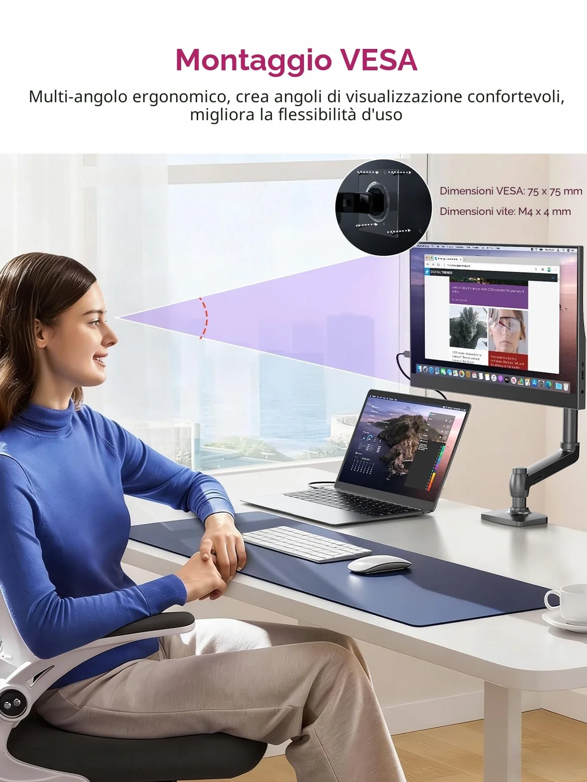 UPERFECT Monitor Portatile 15.6" 125% sRGB Portabler Monitor con Supporto Pieghevole, 2000:1 Contrasto HDR EyeCare FHD Opaco Secondo Schermo Ultrasottile per Laptop/PC/Smartphone/Console di Gioco