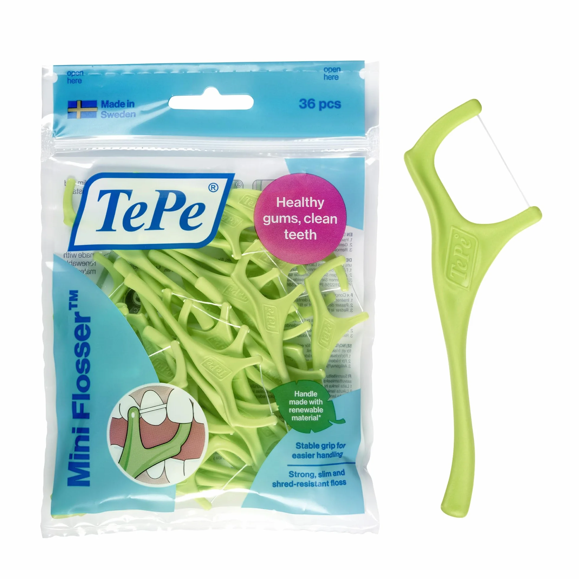 TePe Mini Flosser 36 pezzi filo interdentale rimozione placca spazi stretti