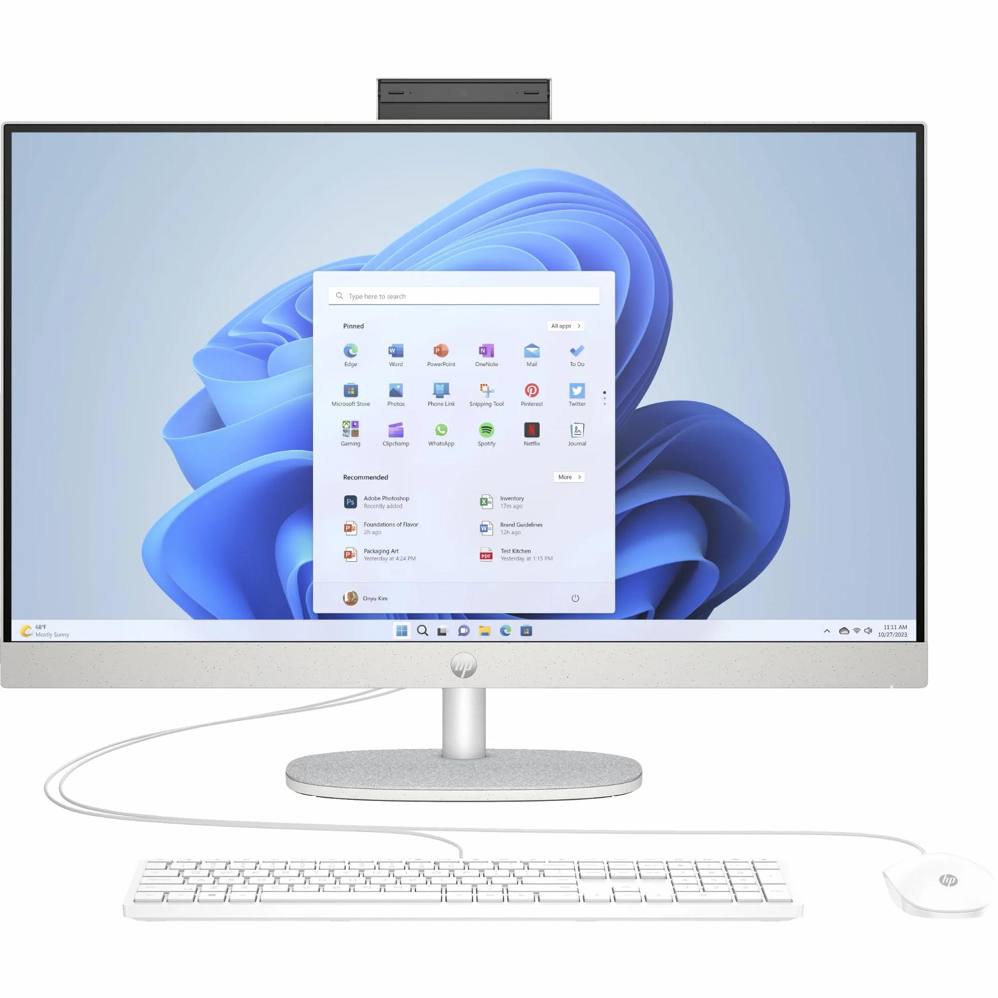HP All-in-One PC 27" FHD Display AMD Ryzen 5 7520U 16GB DDR5 RAM 512GB SSD AMD Radeon Windows 11 Home White