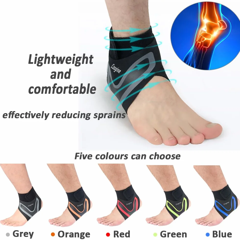 Tutore Caviglia Regolabile, Cavigliera Sportiva per Distorsione, Supporto Caviglia 2 Pezzi (Grigio, S EU 35-38)