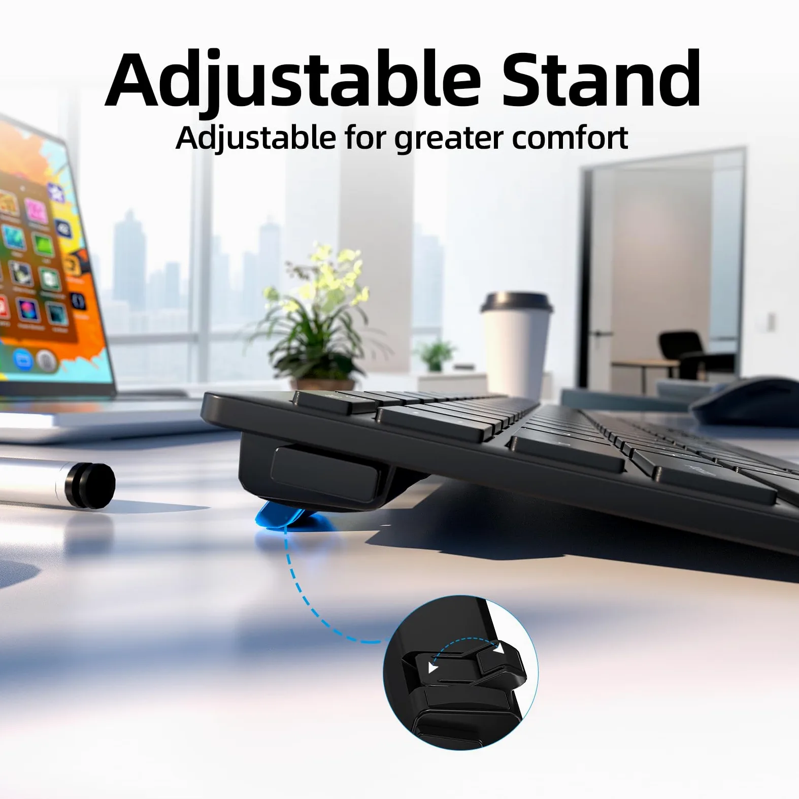INFINMIND Tastiera Bluetooth wireless ultra sottile con compatibilità multi-dispositivo, tastierino numerico, design ergonomico, tastiera compatta per computer Windows, Mac, laptop, Android
