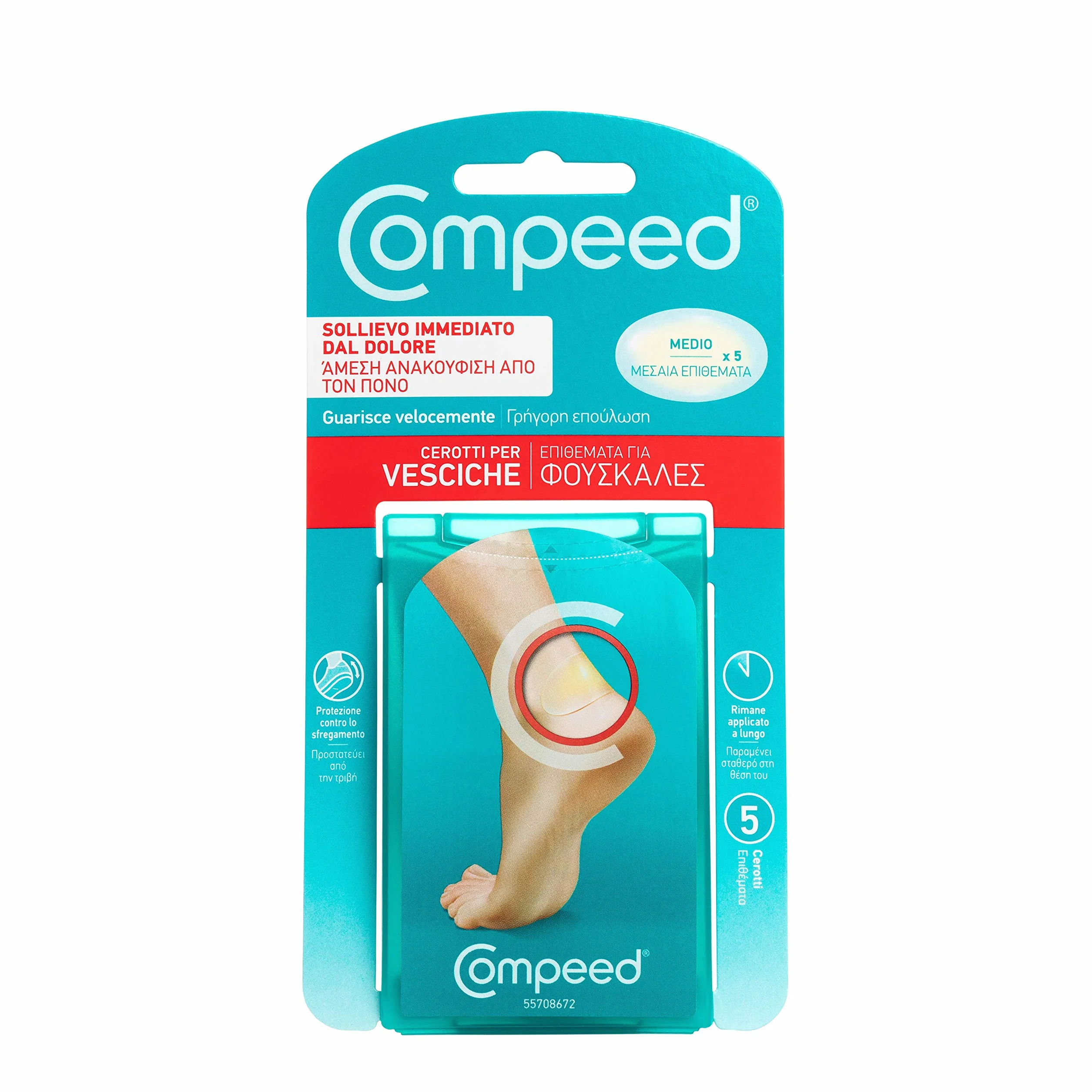 COMPEED Cerotti per vesciche, a lunga durata e guarigione veloce - 5 pezzi