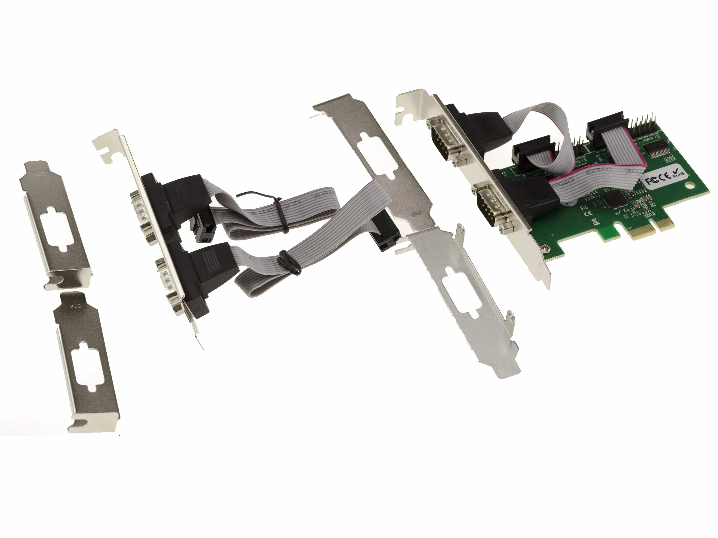 KALEA-INFORMATIQUE Scheda controller PCI Express PCIe Serial RS232 a 4 porte con chipset ASIX AX99100. con staffe a basso e alto profilo