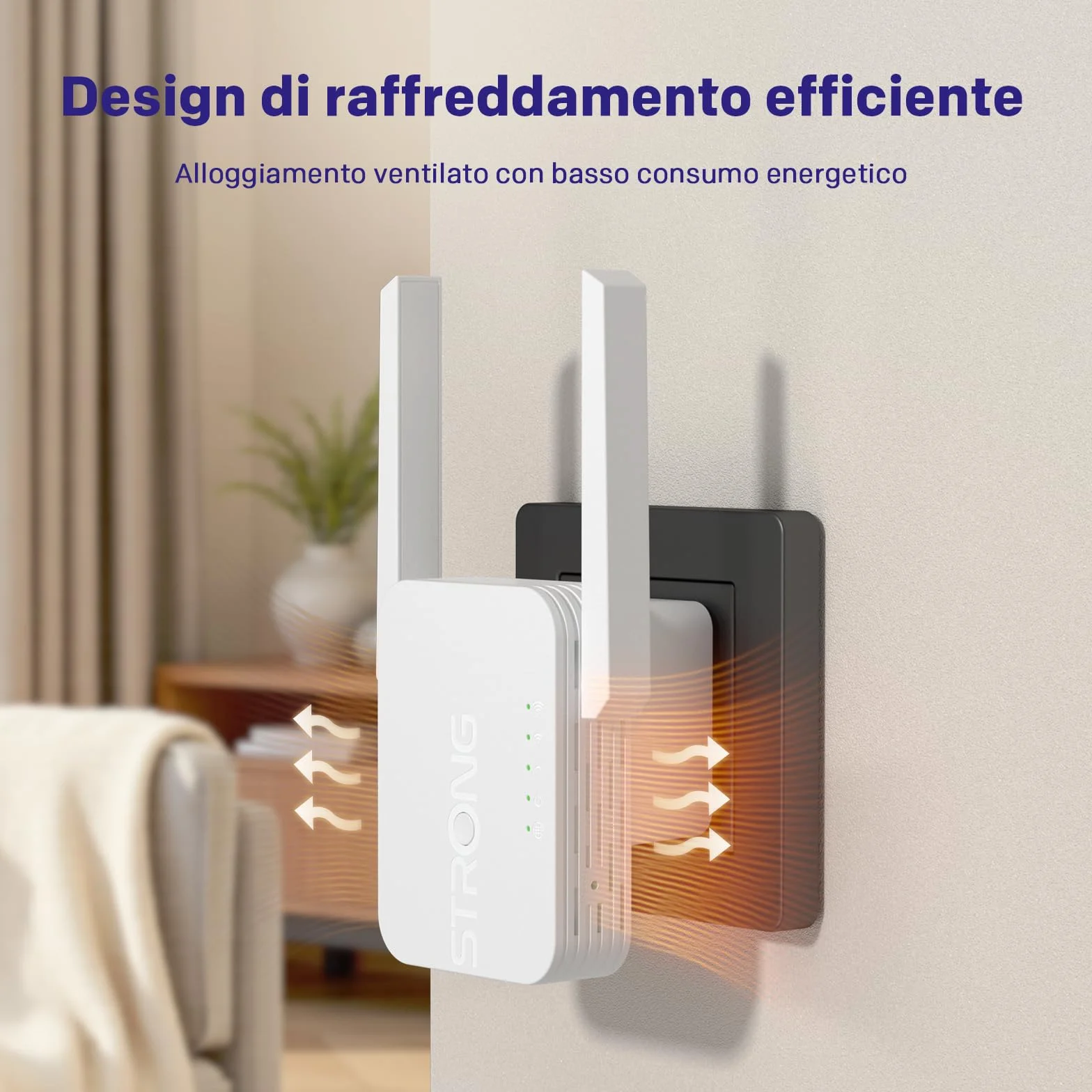 STRONG Ripetitore WiFi 300 Mbps da presa muro – Amplificatore WiFi potente per casa, WiFi extender con WPS, porta LAN, modalità access point, copertura segnale stabile