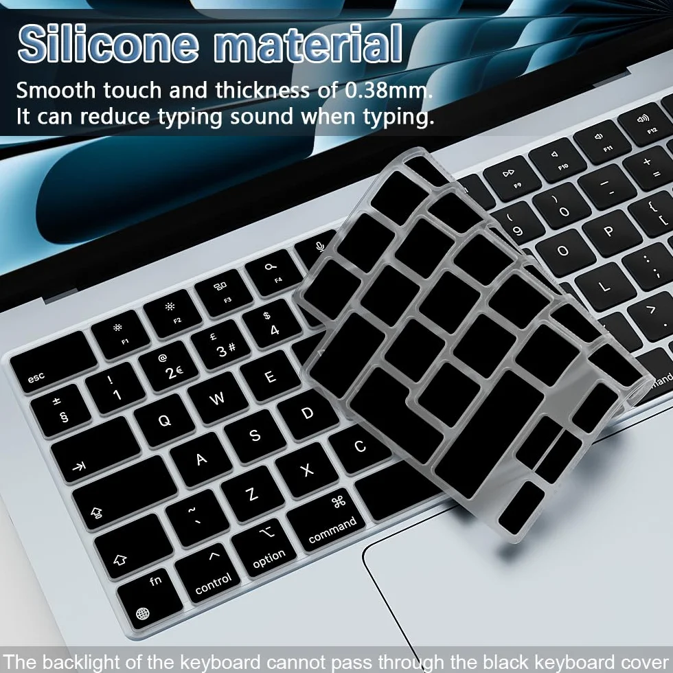 Custodia per tastiera in Silicone per MacBook Air 13,6/15 pollici M5-M2 Chip 2026-2022 Modelli A3449 A3241 A3240 UK/EU Layout laptop accessori di protezione per tastiera