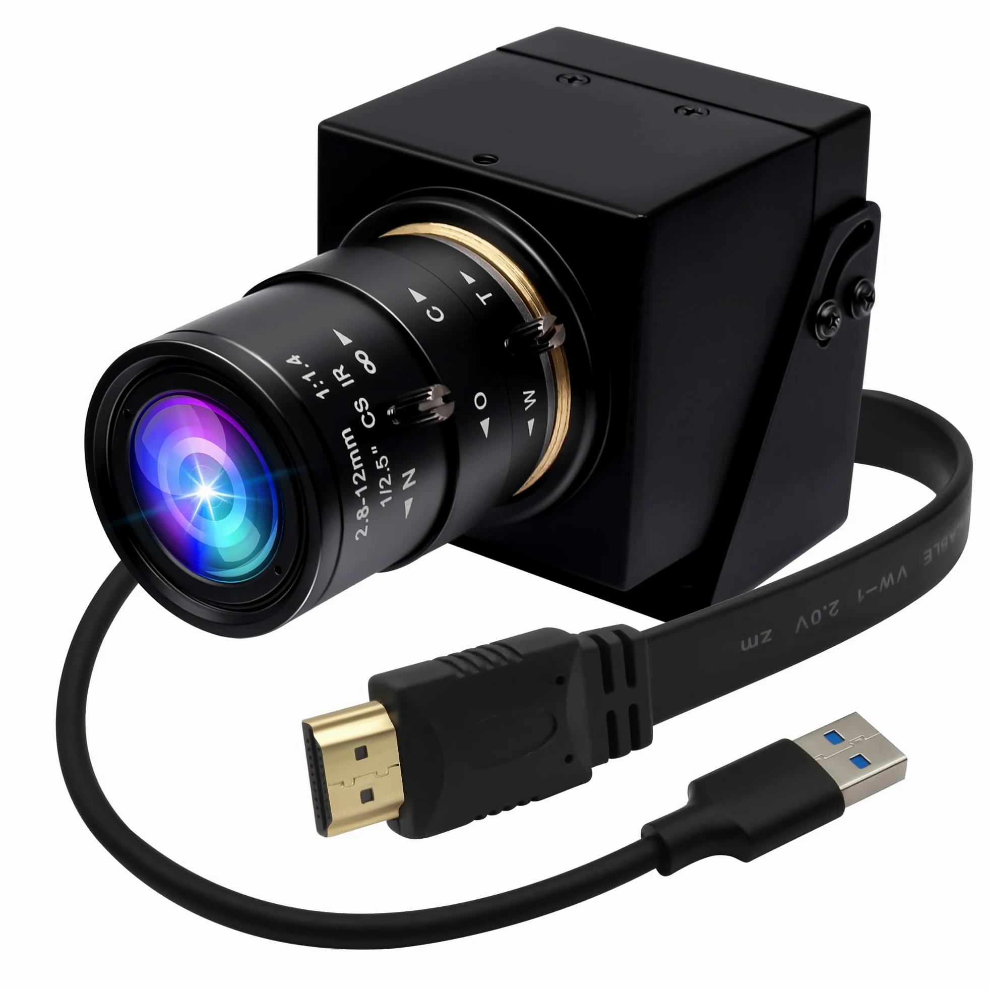 ELP Webcam USB 3.0 4K 60fps - Uscita HDMI per TV/Monitor - Zoom Manuale - Videoconferenza PC Camera ad alta velocità - Messa a fuoco variabile H.264