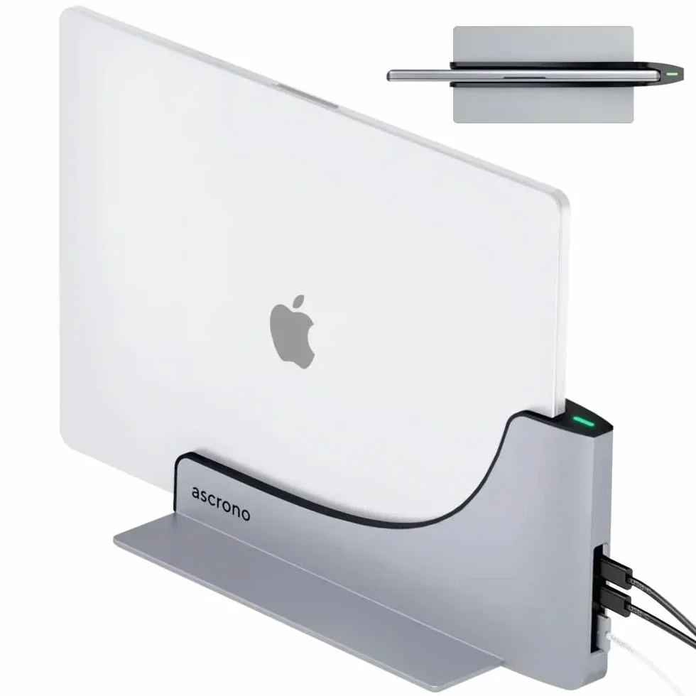 Ascrono Hub della stazione di aggancio verticale | Compatibile con Apple MacBook Air 13 (2022 M2) | Dock compatibile con 2 porte USB-C (40 Gbps) Thunderbolt-4