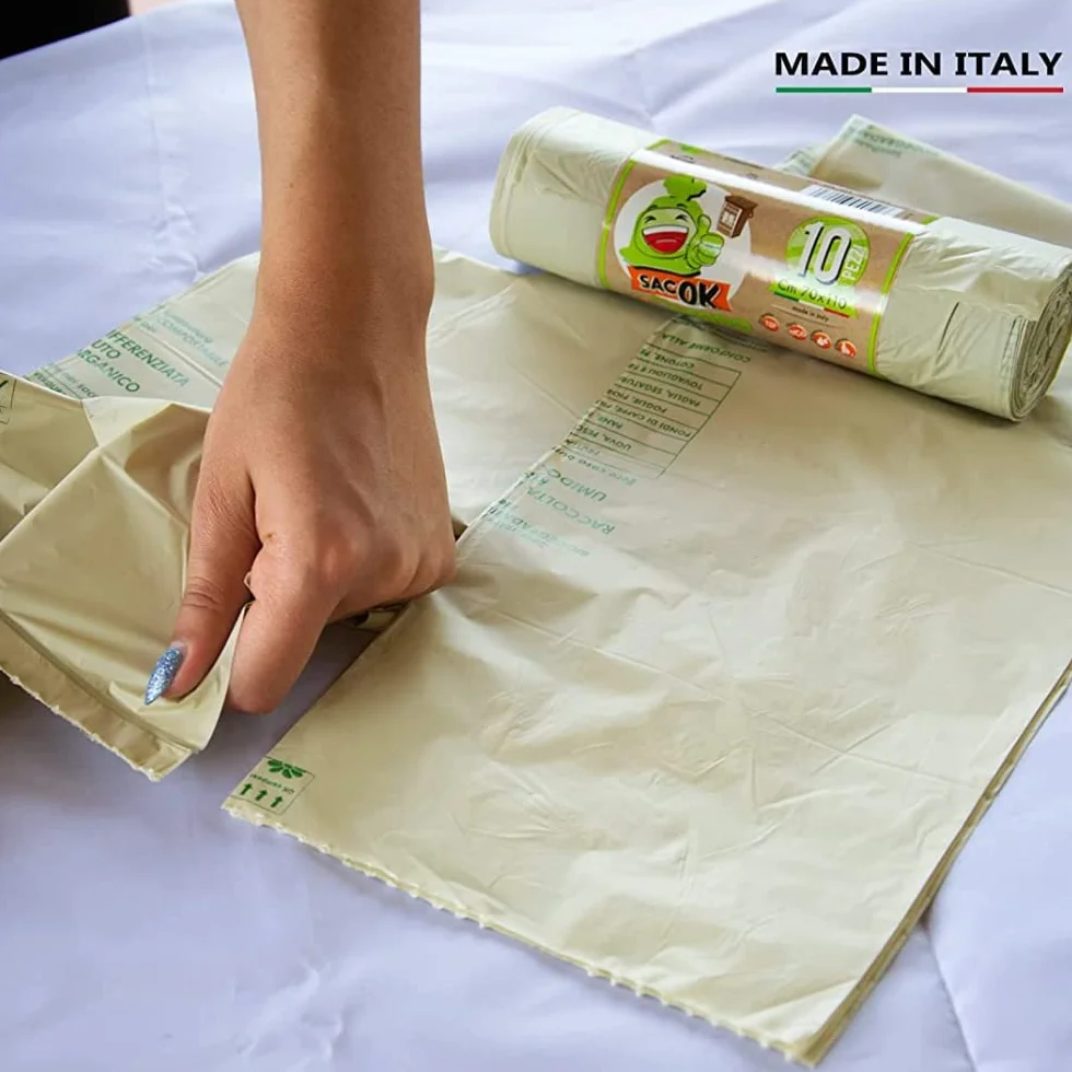 Sacchi Umido 50x60 cm Biodegradabili con Manici per Raccolta Differenziata da Interno