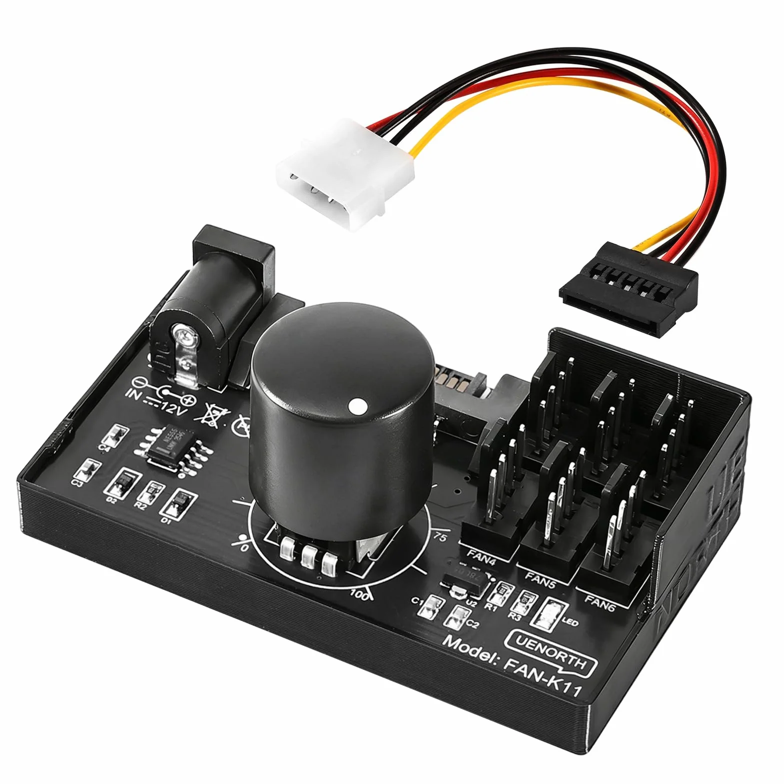 Controller ventola PWM Binghe 1 a 6 4 pin 12 V hub PC SATA DC 5525 controllo velocità supporta 6 ventole
