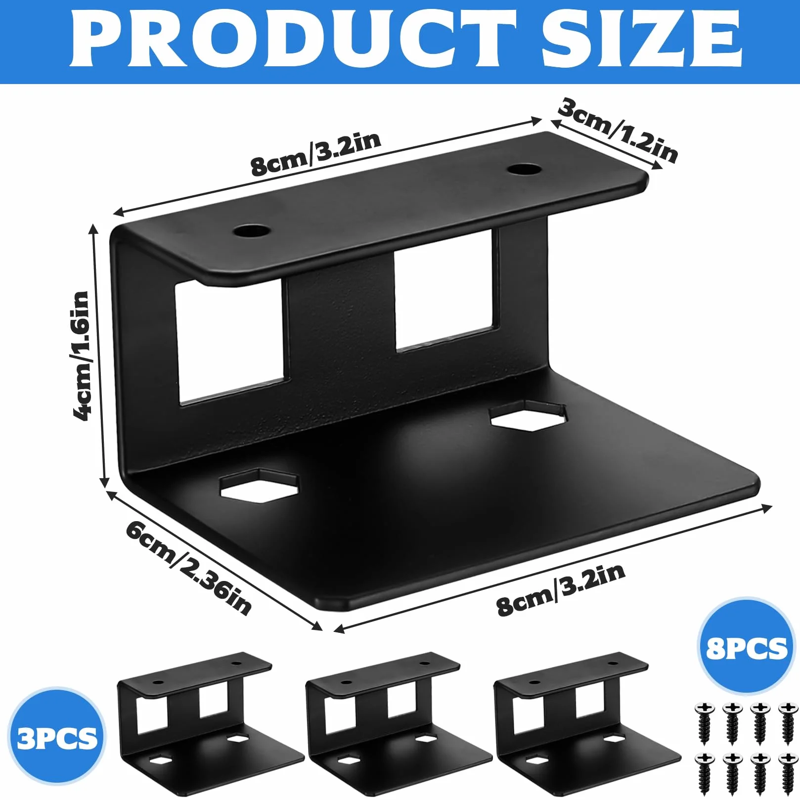 3 Pz Supporto per Laptop Sotto la Scrivania, Supporto sotto Scrivania/da Parete per Computer Portatile, Supporti Sotto la Scrivania per Tablet Tastiera Dispositivi con Spessore < 3,5 cm (Nero)
