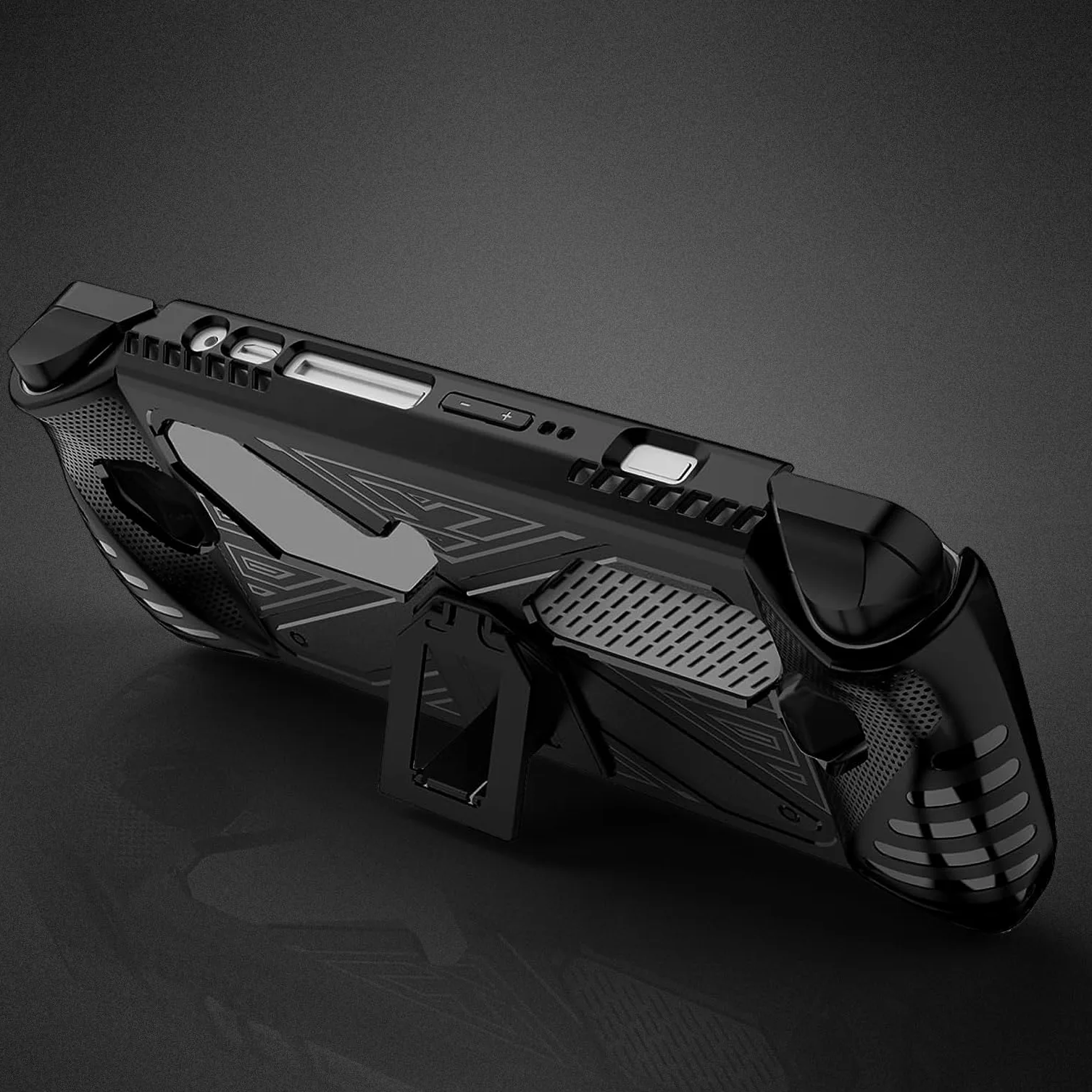 ENCASED Set di Accessori per Asus ROG Ally – Cover Portatile con Cavalletto, Custodia Rigida per il Trasporto e Pellicola Vetro Temperato Protettiva (Nero)