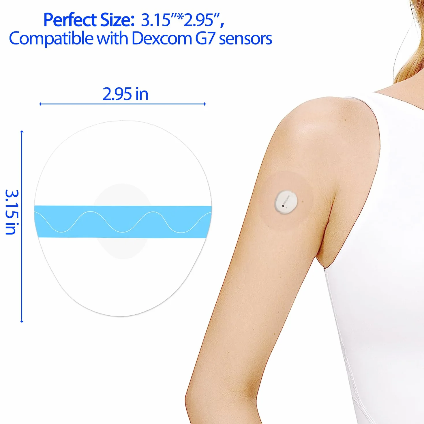 Cerotti Dexcom G7 Patch per Sensore Trasparenti Impermeabili Autoadesivi 10 Giorni