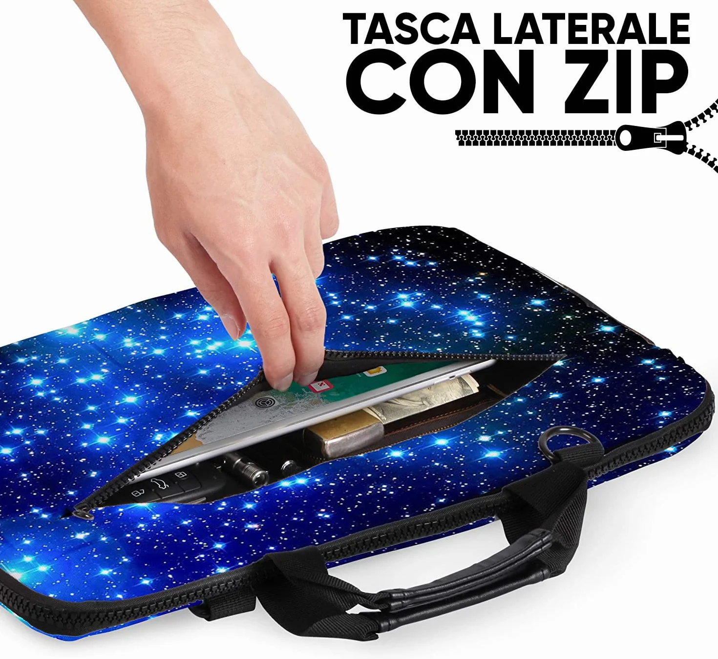 SIDORENKO - Borsa in Neoprene per Notebook Borsa a Tracolla per PC Portatili Laptop Sleeve Case 15-15.6 Pollici/MacBook Air/MacBook PRO con Manici e Tracolla Tasche per Accessori