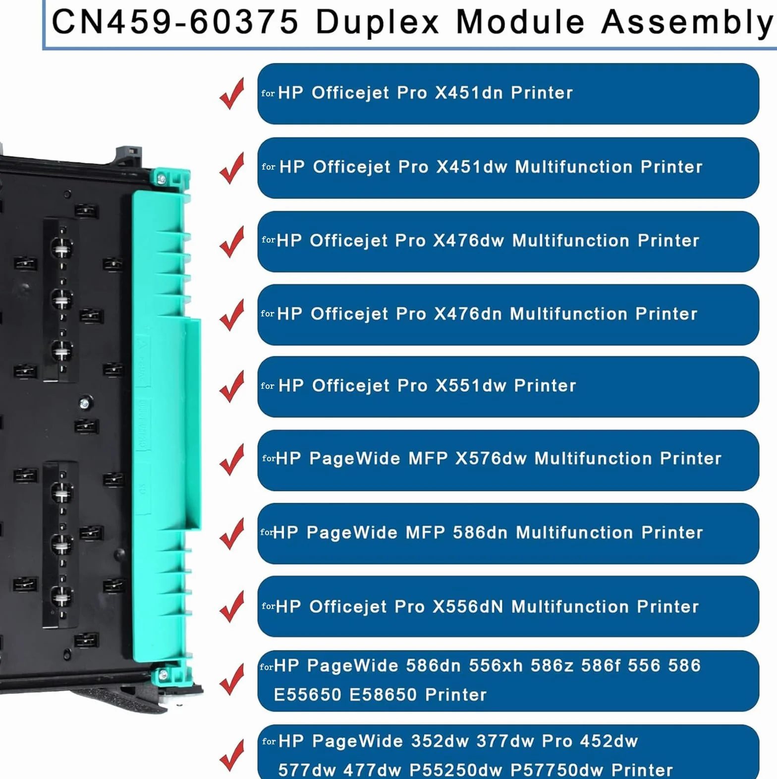 CN459-60375 - Modulo Duplex compatibile con stampante HP PageWide Pro 477dw 477dn 577dw 577dz 552dw x476 377dw, unità di raccolta inchiostro per HP973 974 975 CN598-67004
