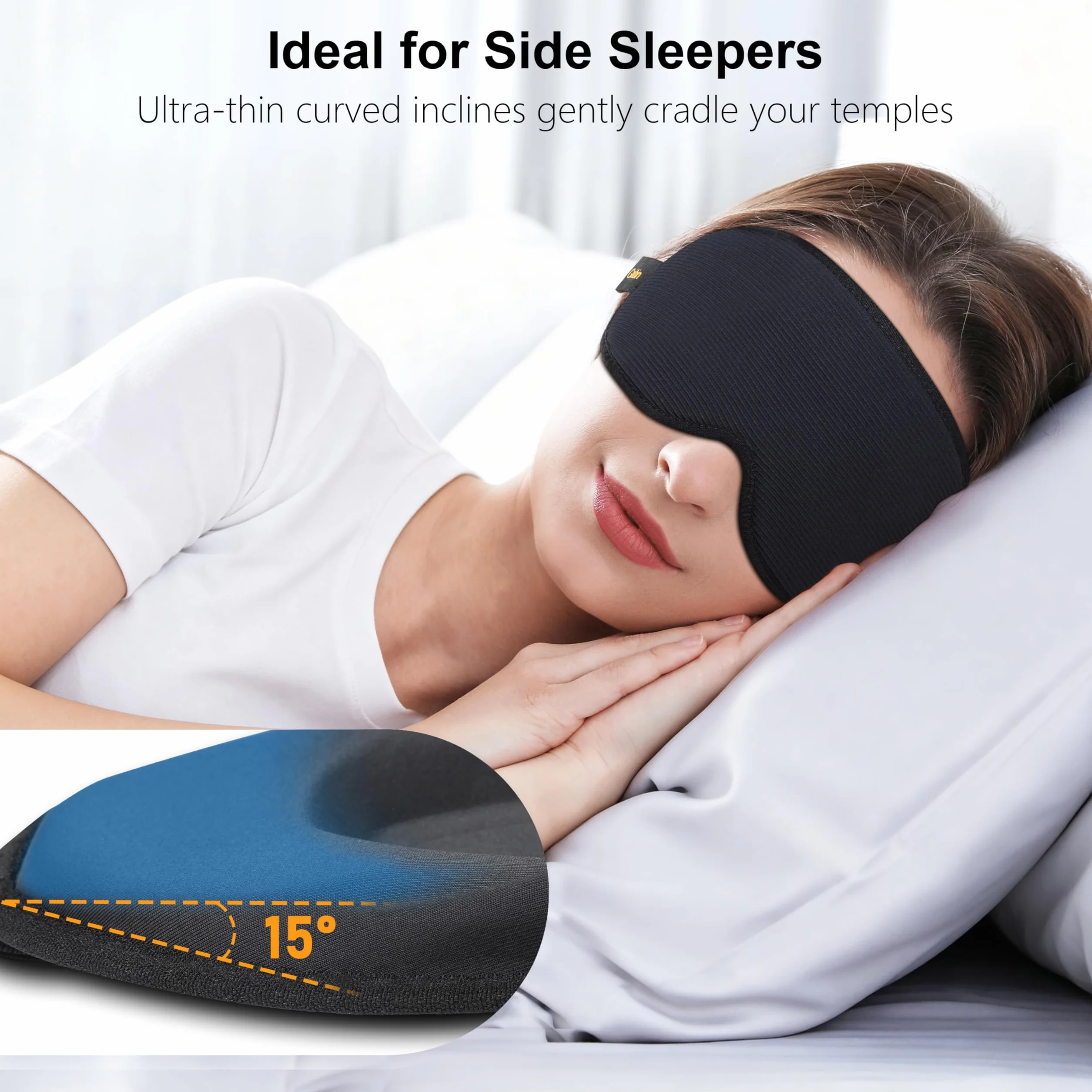 Gritin 3D Mascherina per Dormire Bloccare Luci, Maschera Occhi Zero Pressione, Morbida Traspirante per Sonno e Viaggio